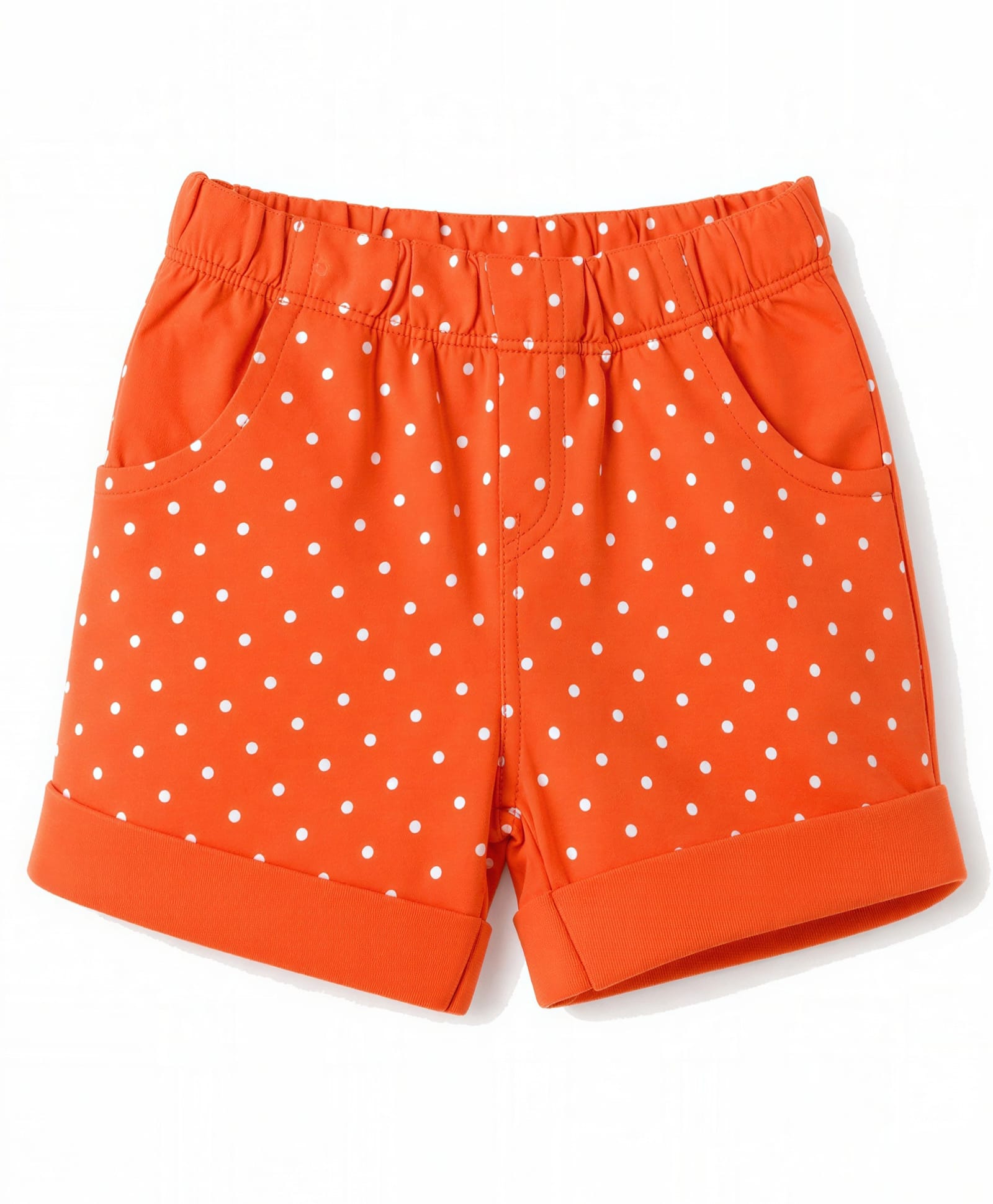 Tango Single Jersey Knit Above Knee Length Polka Dot Printed Shorts - Orange-picture-13