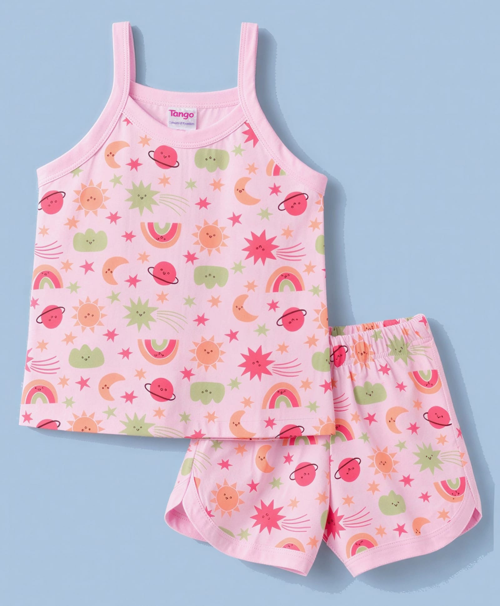Tango Single Jersey Knit Inner Wear Set Rainbow Print - Pink-picture-14