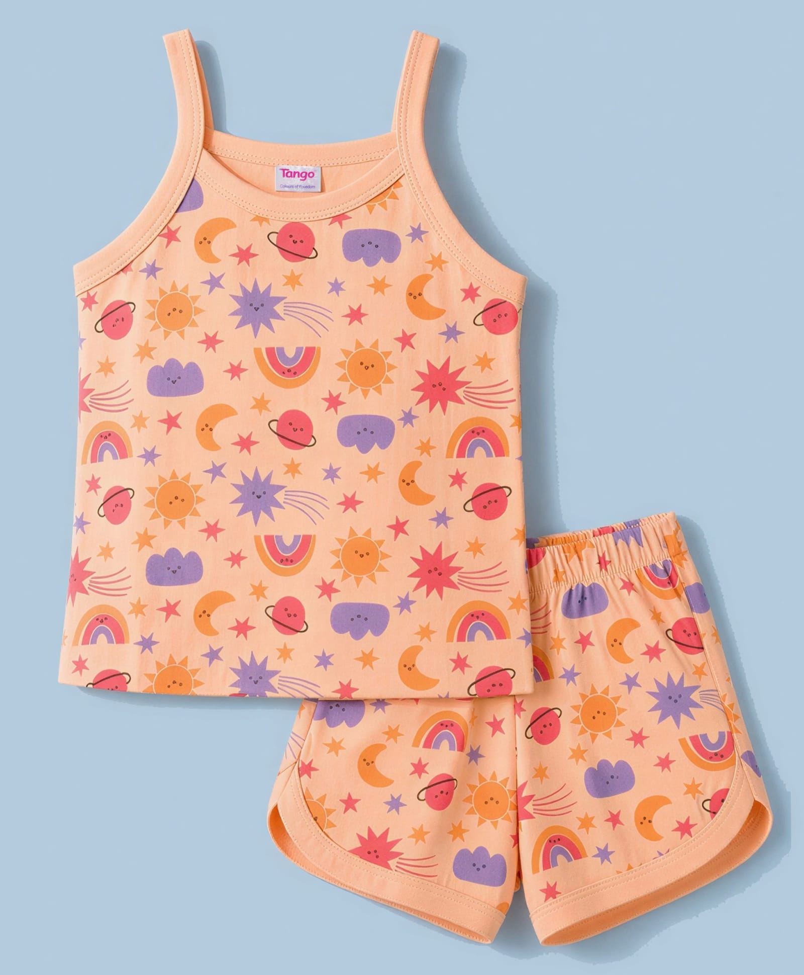 Tango Single Jersey Knit Inner Wear Set Rainbow Print - Orange-image-20