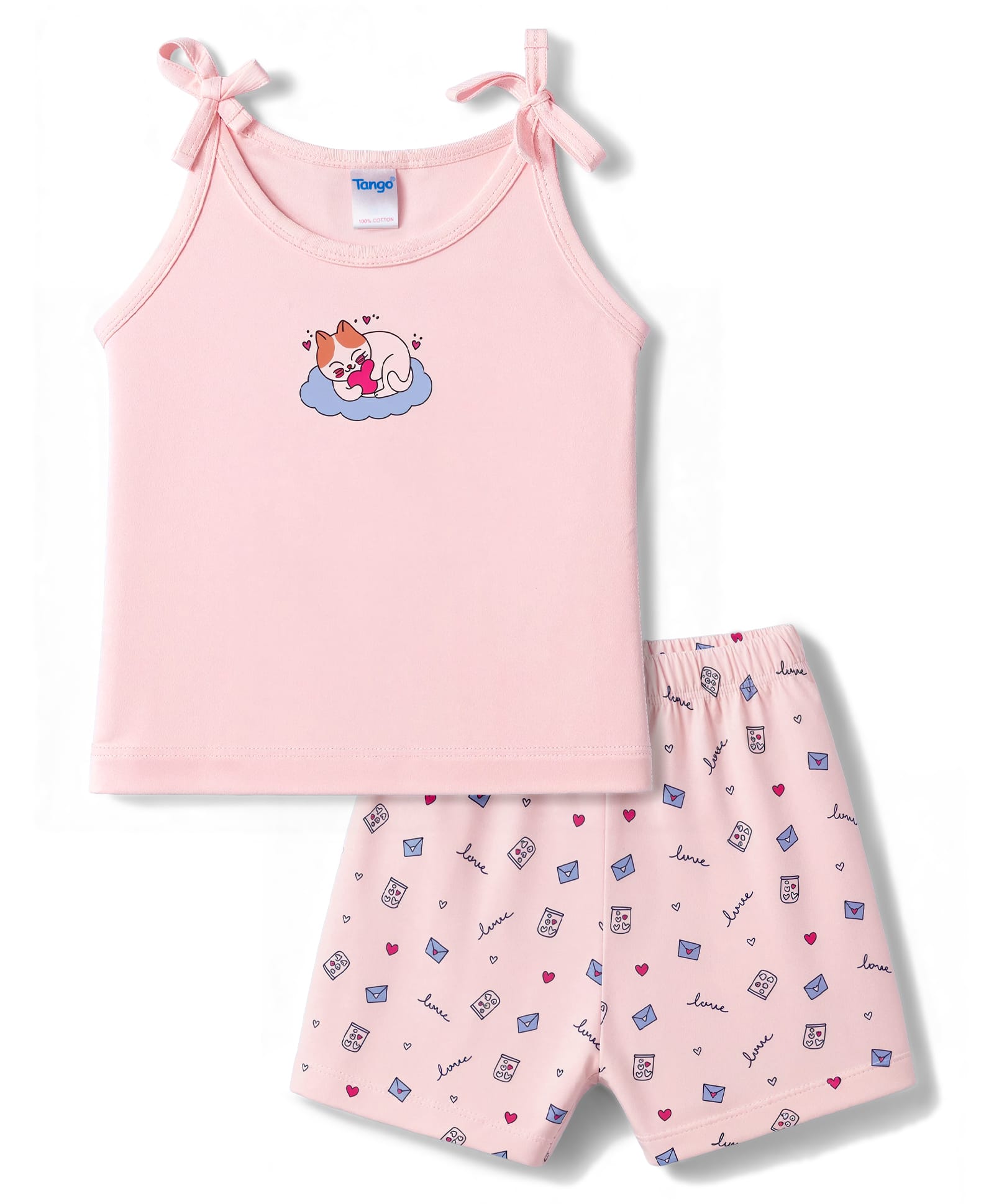 Tango Single Jersey Knit Inner Wear Set Kitten Print - Pink-image-15