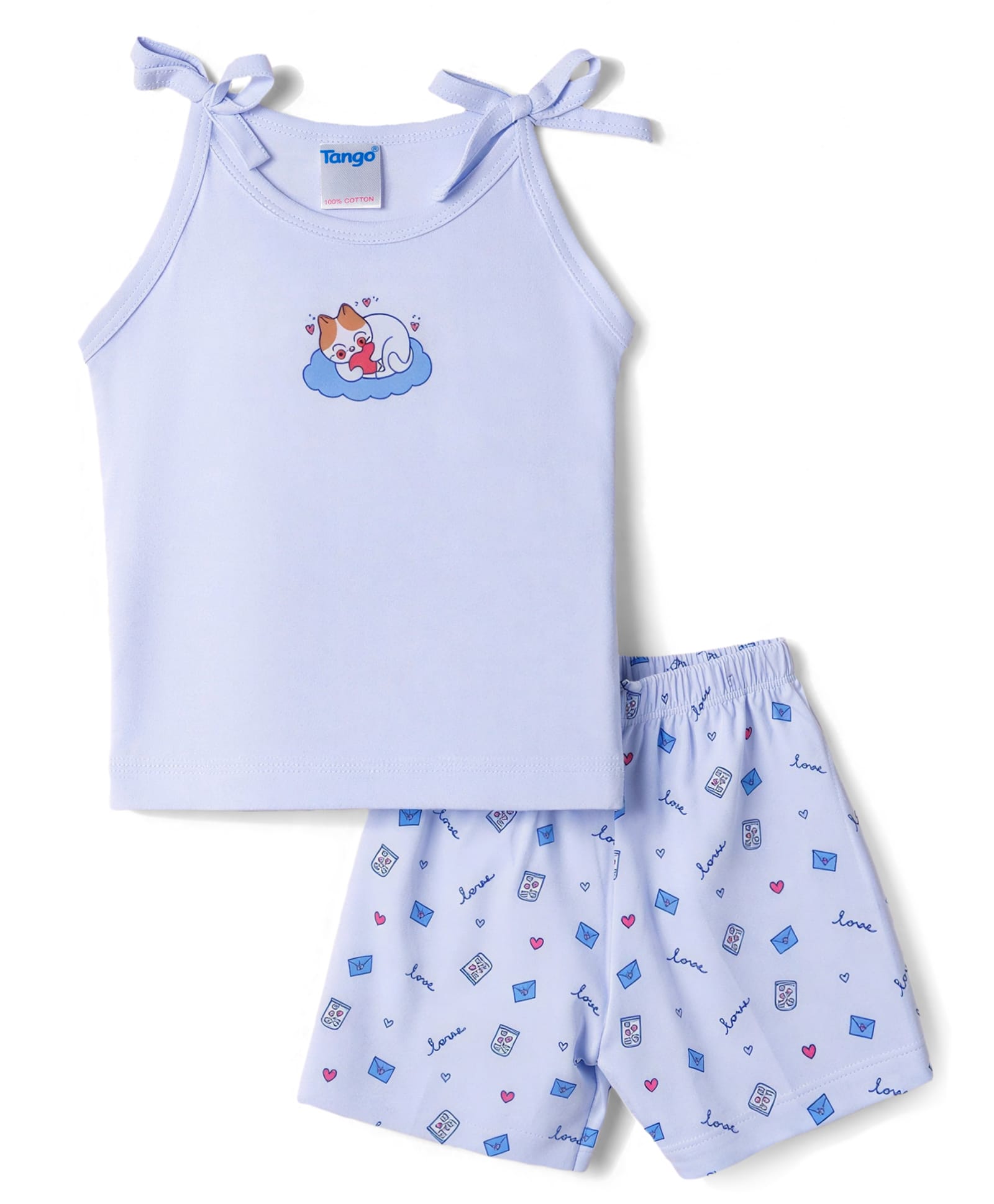 Tango Single Jersey Knit Inner Wear Set Kitten Print - Light Blue-image-14