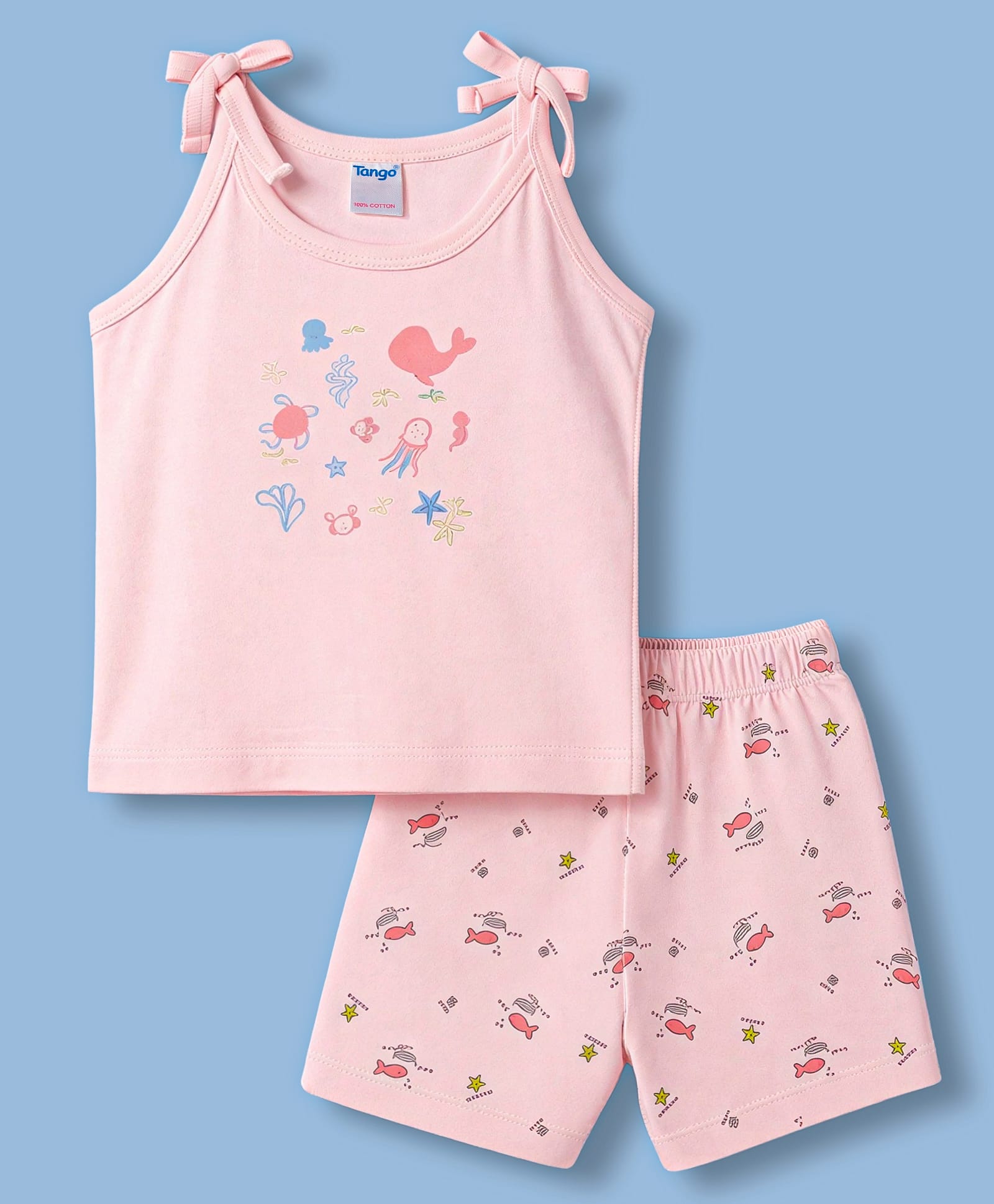 Tango Single Jersey Knit Sea Life Printed Inner Wear Set -Pink-image-11