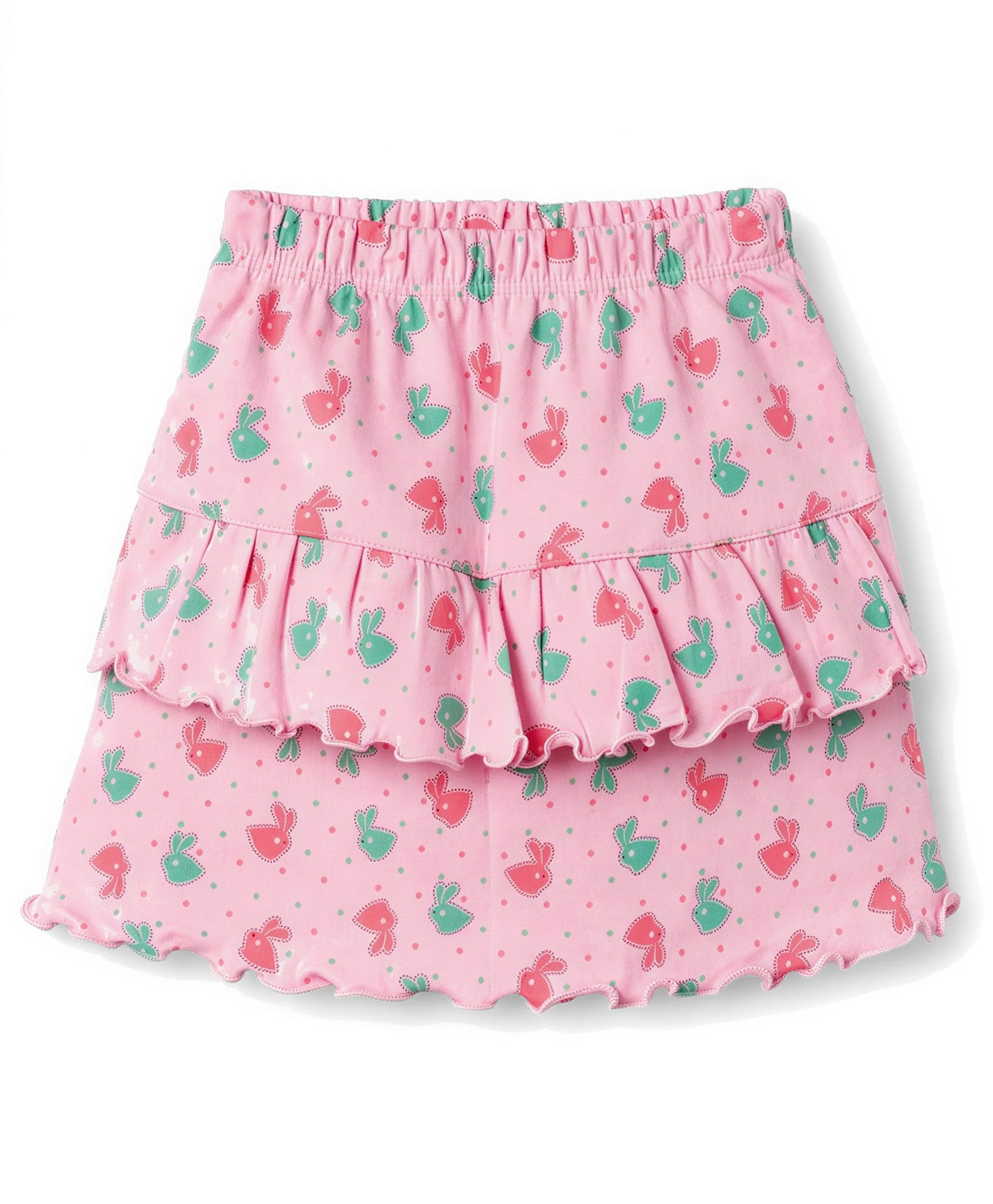 Tango Single Jersey Knit Knee Length Bunny Printed Layered Skirts -Pink-picture-22