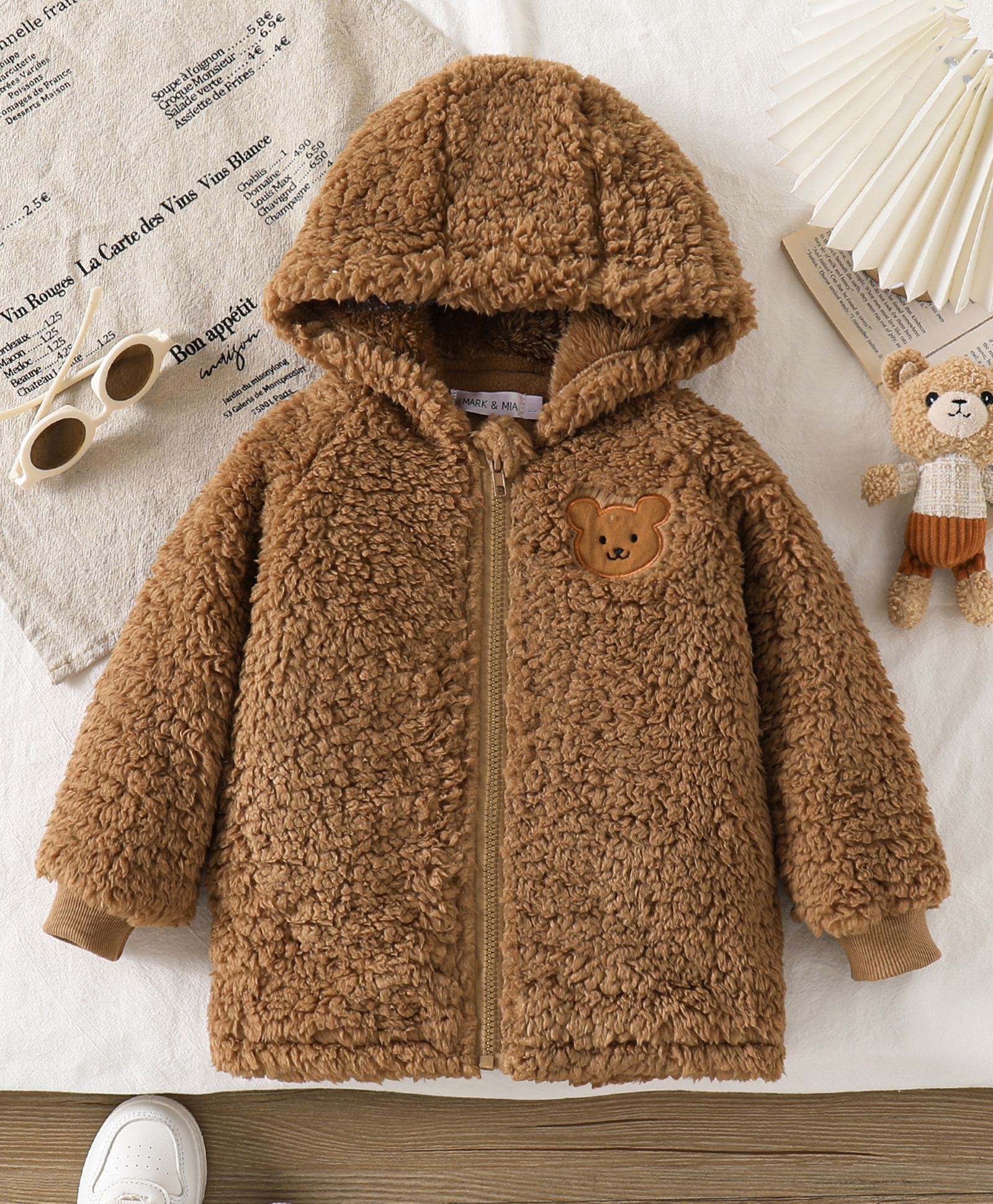 Mark & Mia Full Sleeves Hoodie With Bear Applique - Brown-picture-27