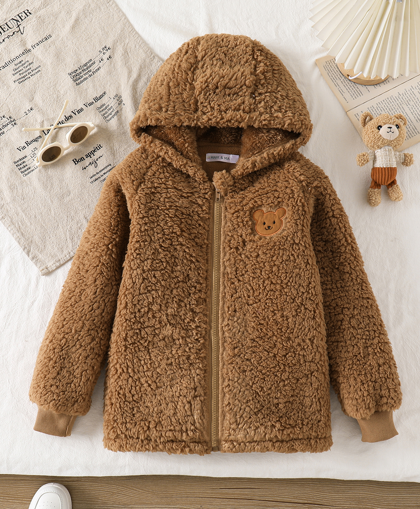 Mark & Mia Full Sleeves Hoodie With Bear Applique - Brown-picture-11