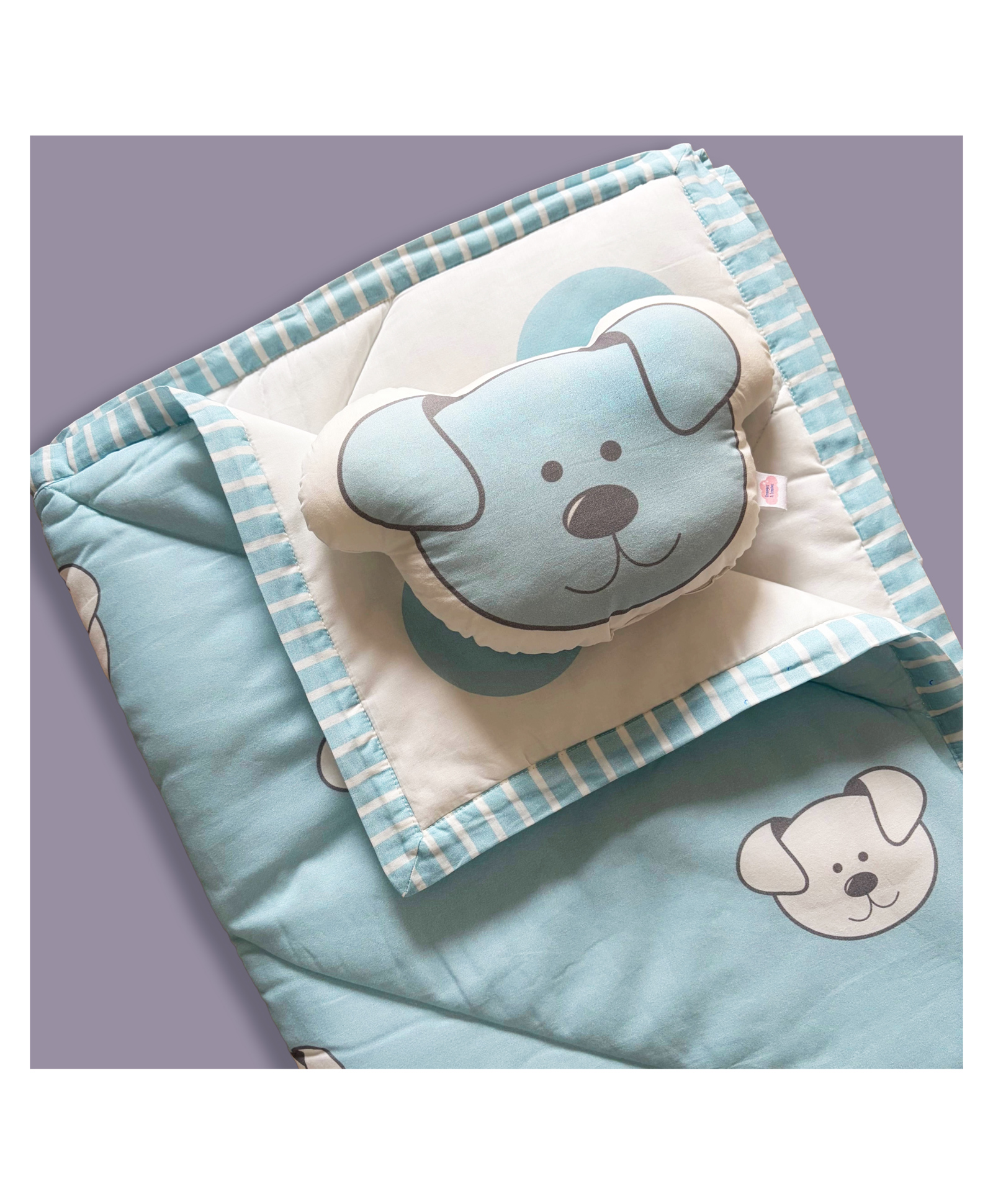 Oranges and Lemons Organic Quilt with Plusie - Pawfect Puppy - Sky Blue-image-44