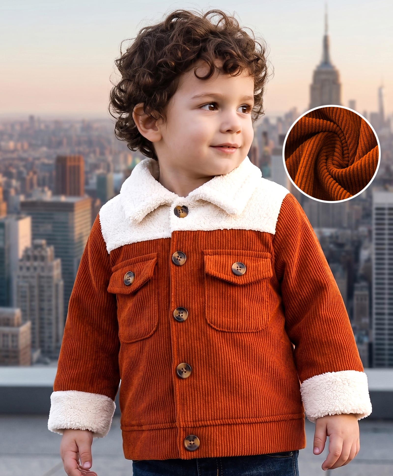 Mark & Mia Full Sleeves Jacket with Faux Shearling Collar - Brown-image-39
