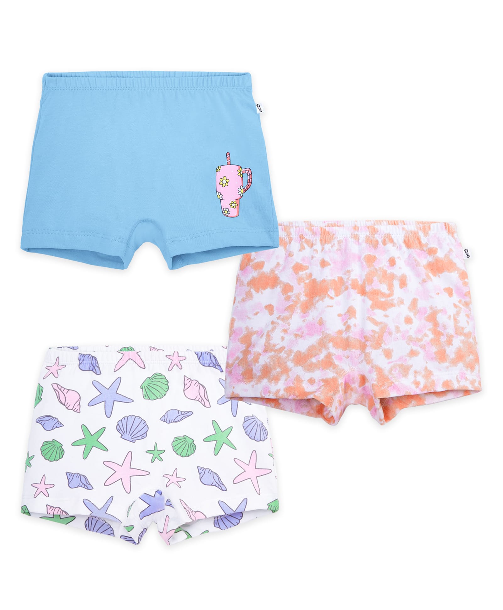 Plan B Cotton Knit Pack Of 3 Sea Shells & Tie Dye Panties - White & Powder Blue-picture-13