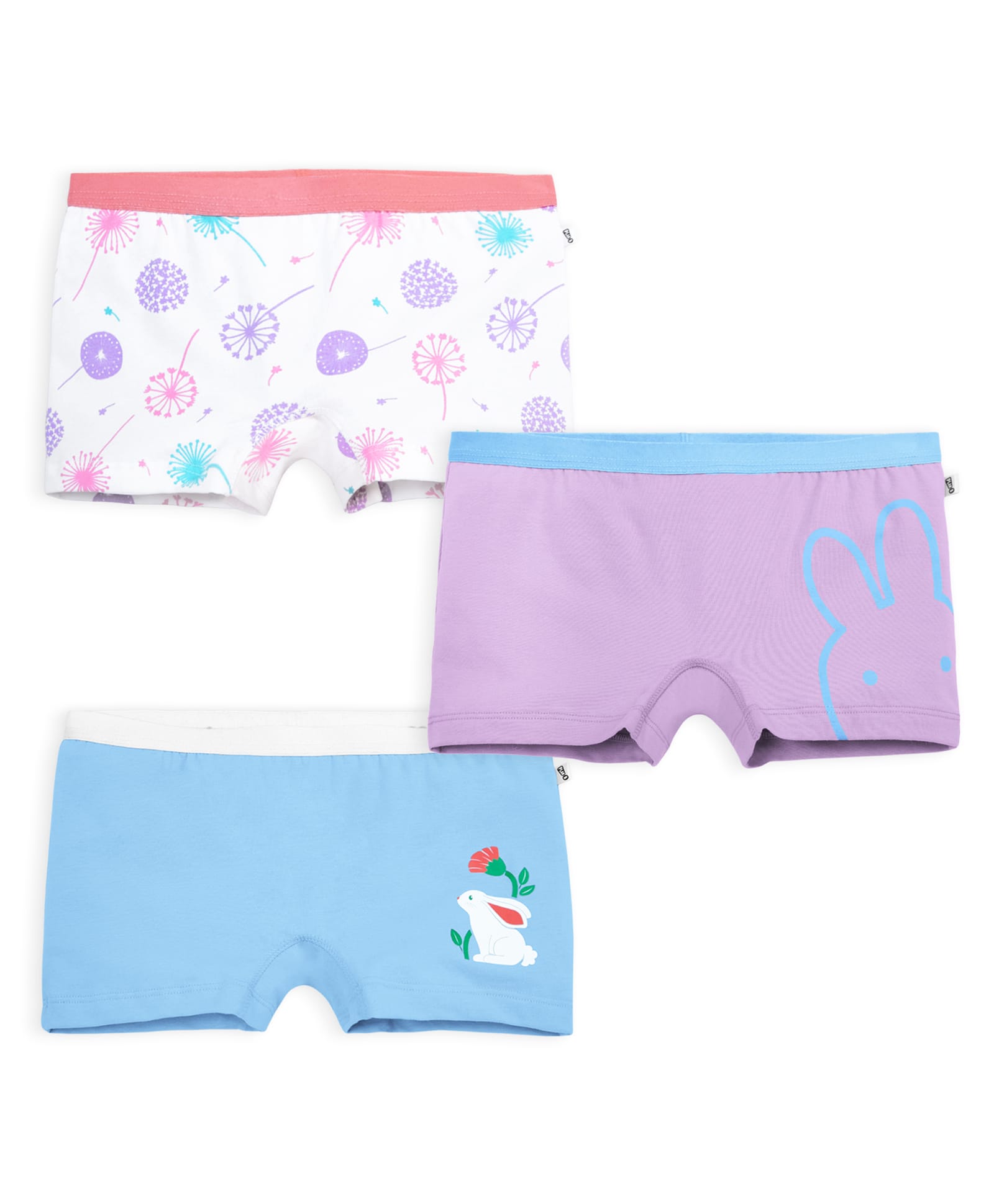 Plan B Cotton Knit Pack Of 3 Floral & Bunny Printed Panties - White Lavender & Sky Blue-picture-27