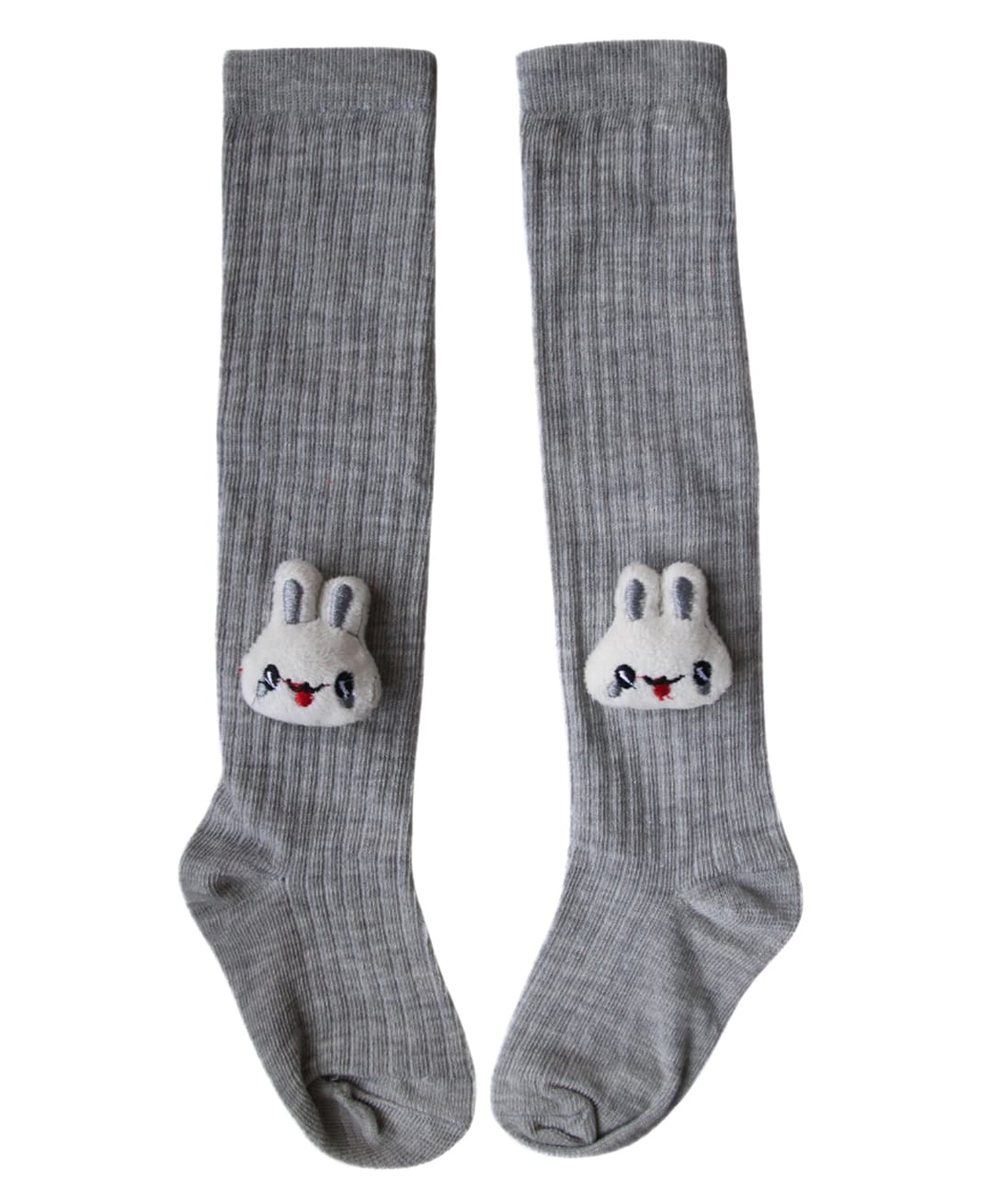Neska Moda Cotton Elastane Knit Bunny Applique Detailed Socks - Grey-picture-27