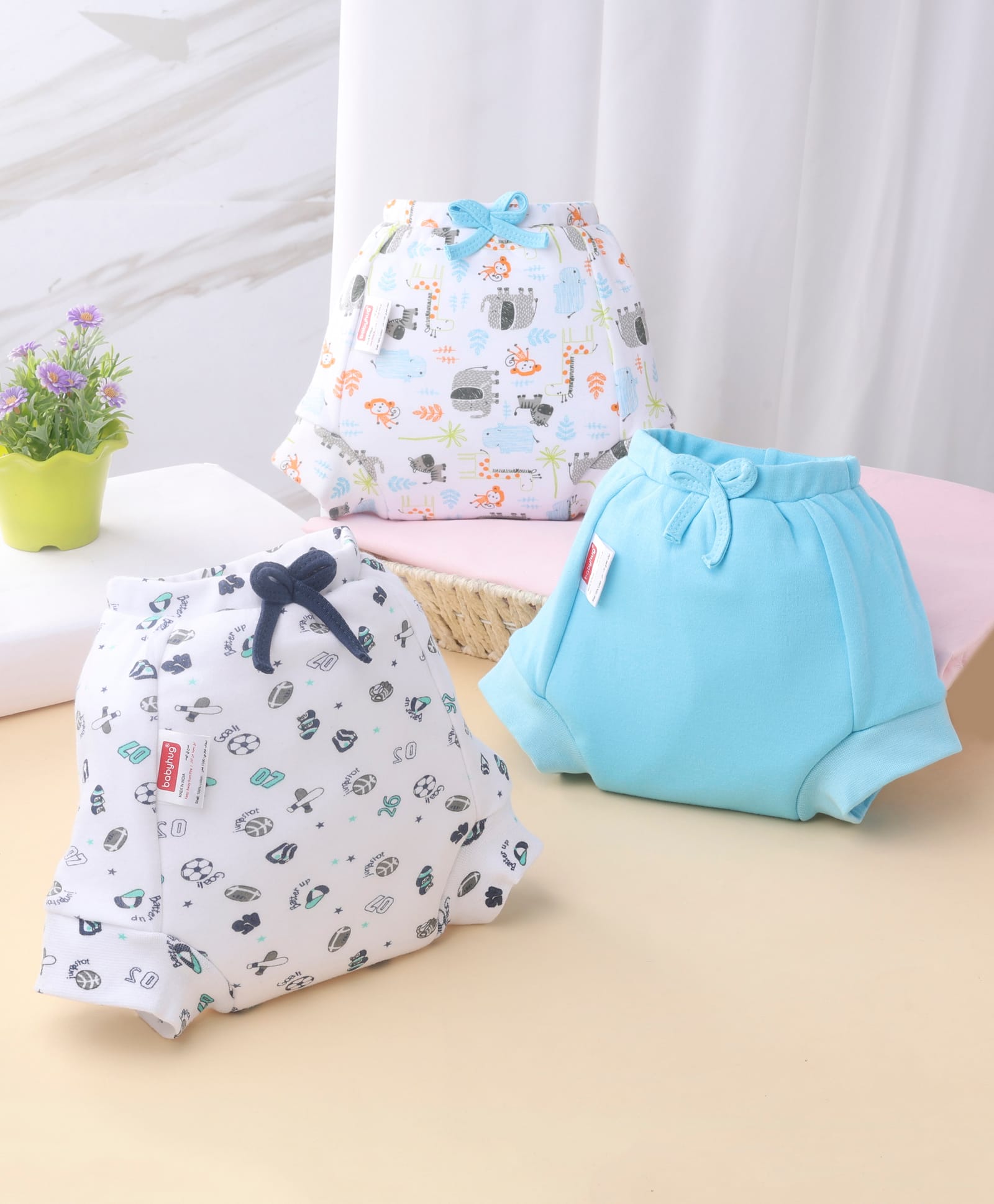 Babyhug Padded Potty Training Pants Pack of 3 - Size 1 - Sports Print Blue| Reusable Cotton Training Diapers| Toddler Pull-Up Underwear| Leak Resistant| Washable Cloth Diapers-image-45