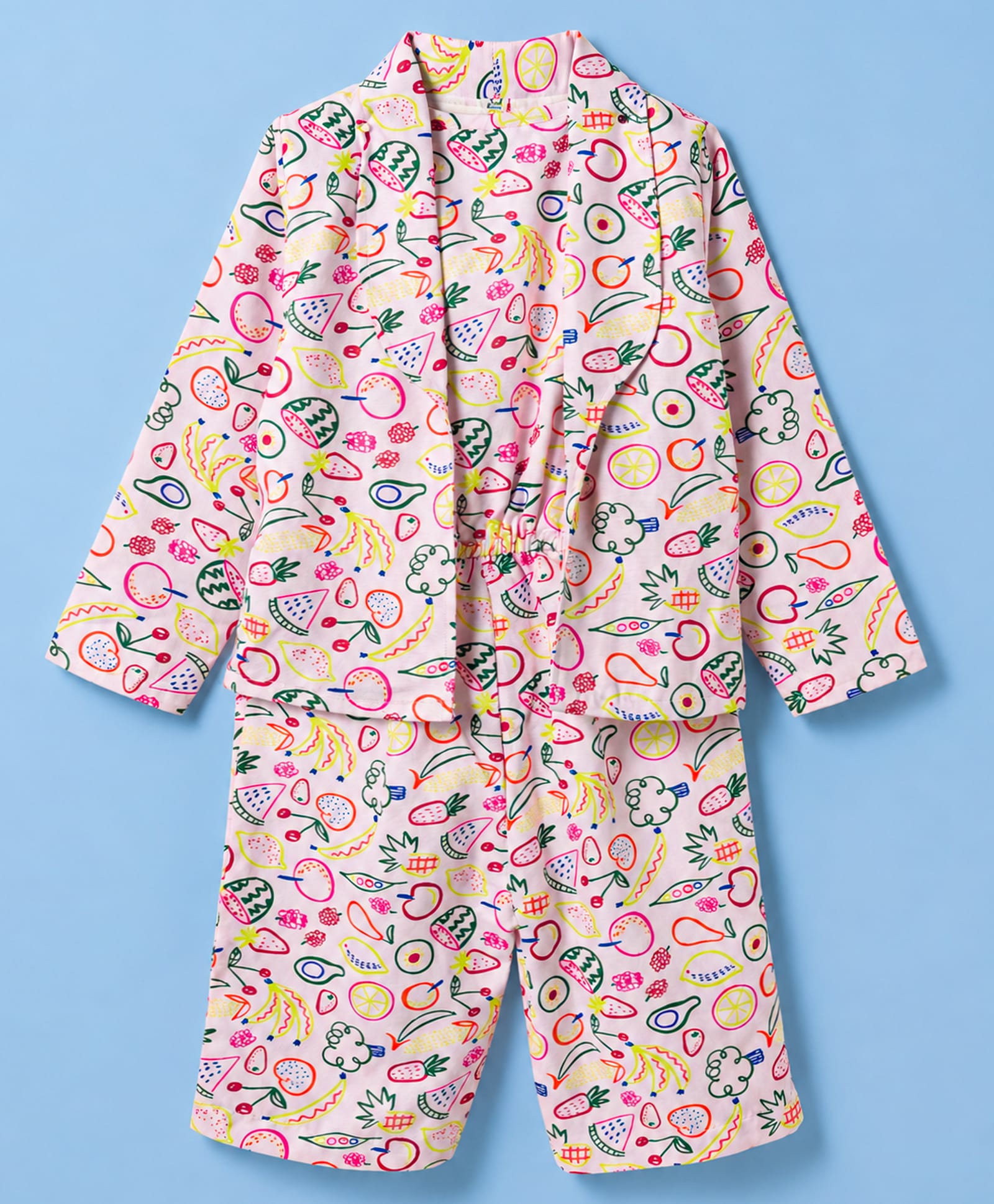 Enfance Cotton Knit Jumpsuit With Jacket & Tropical Print - Pink-picture-16