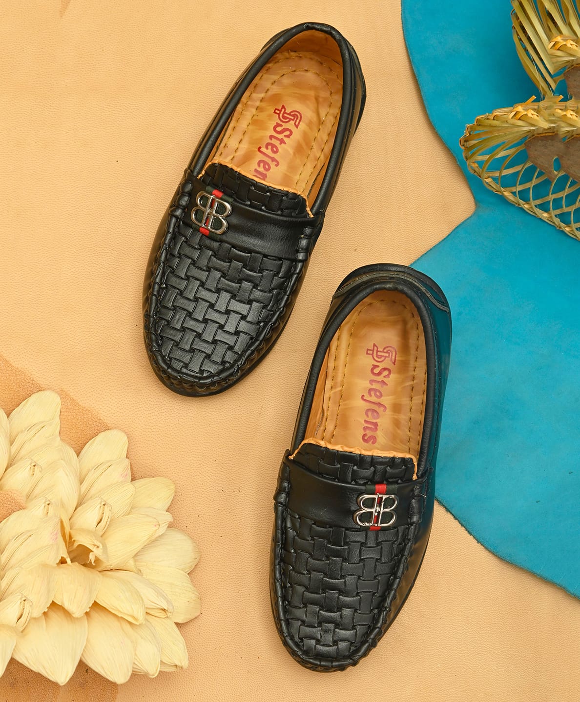 Stefens Slip On Textured Casual Loafer With Applique - Black-picture-13