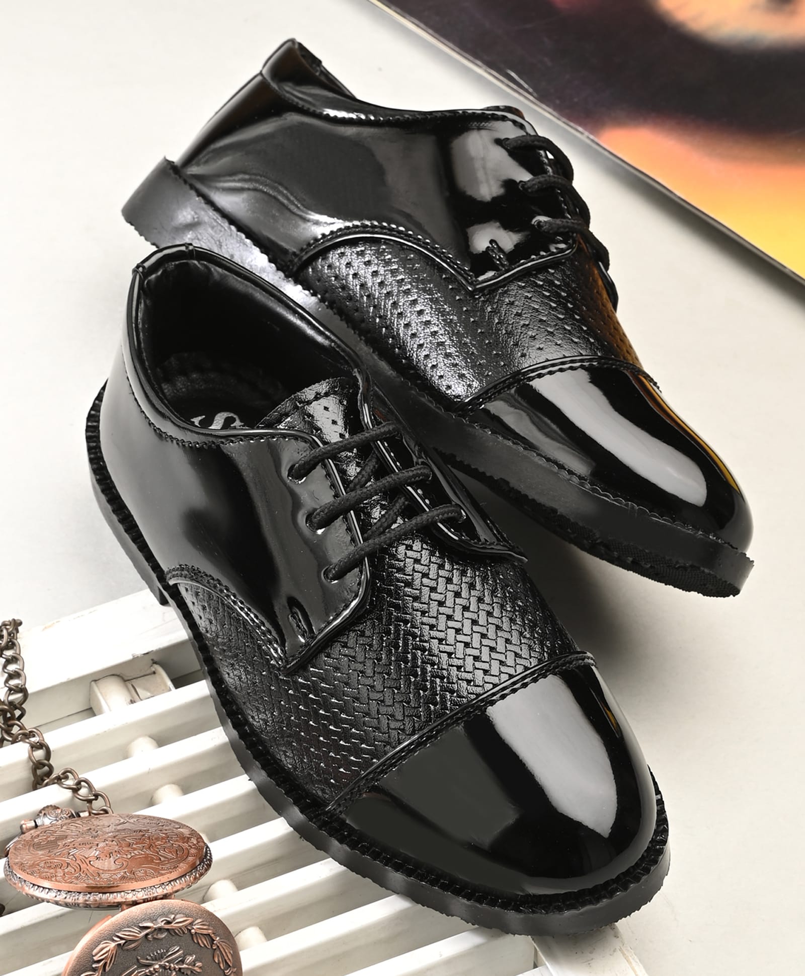 Stefens Lace Up Solid Party Wear Shoes - Black-picture-31