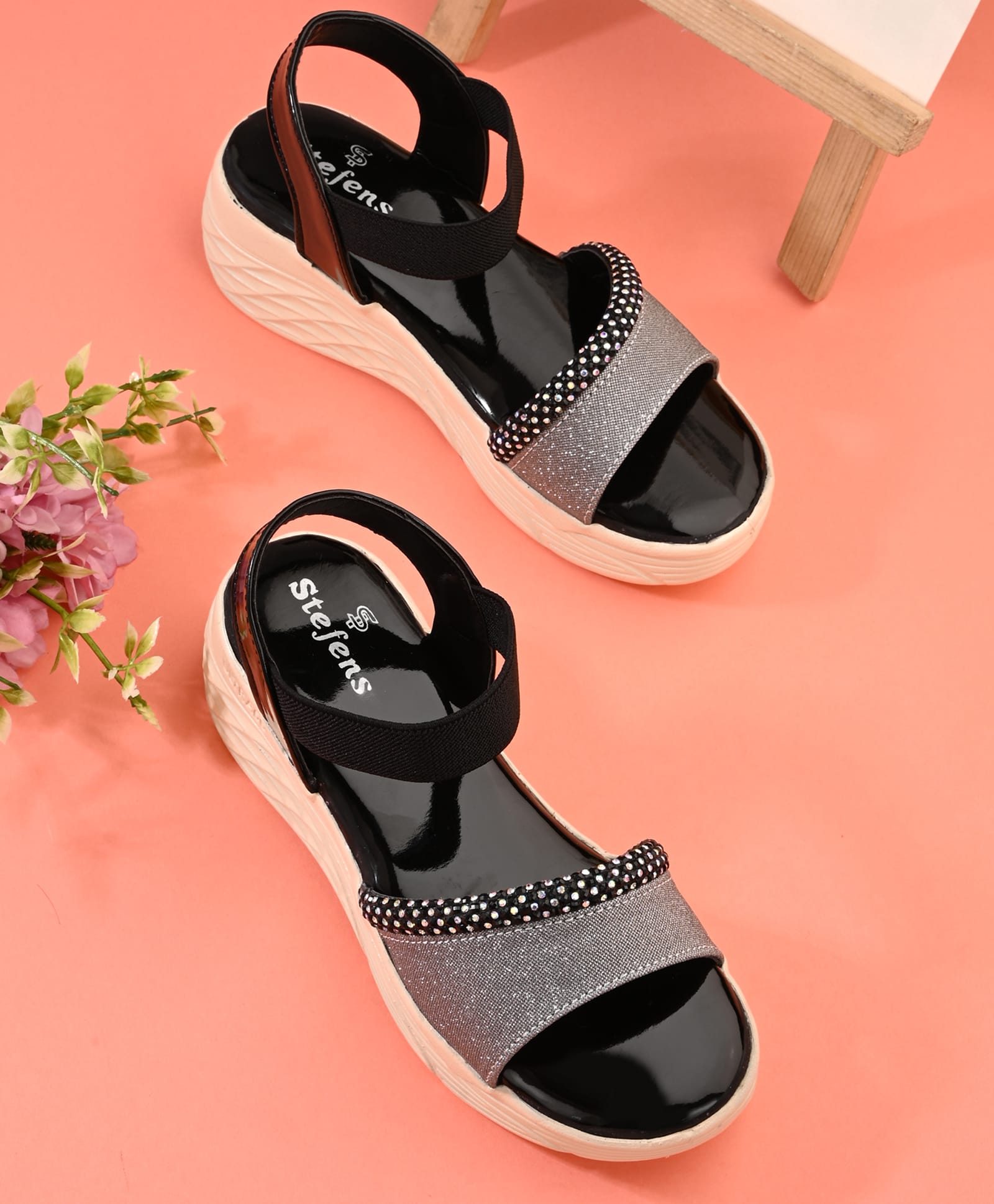 Stefens Back Strap Comfort Platform Sandal - Black-picture-11
