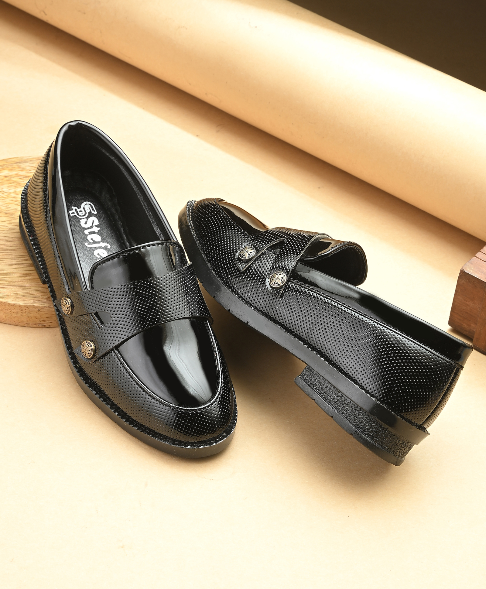 Stefens Slip On Solid Party Wear Loafer - Black-image-37