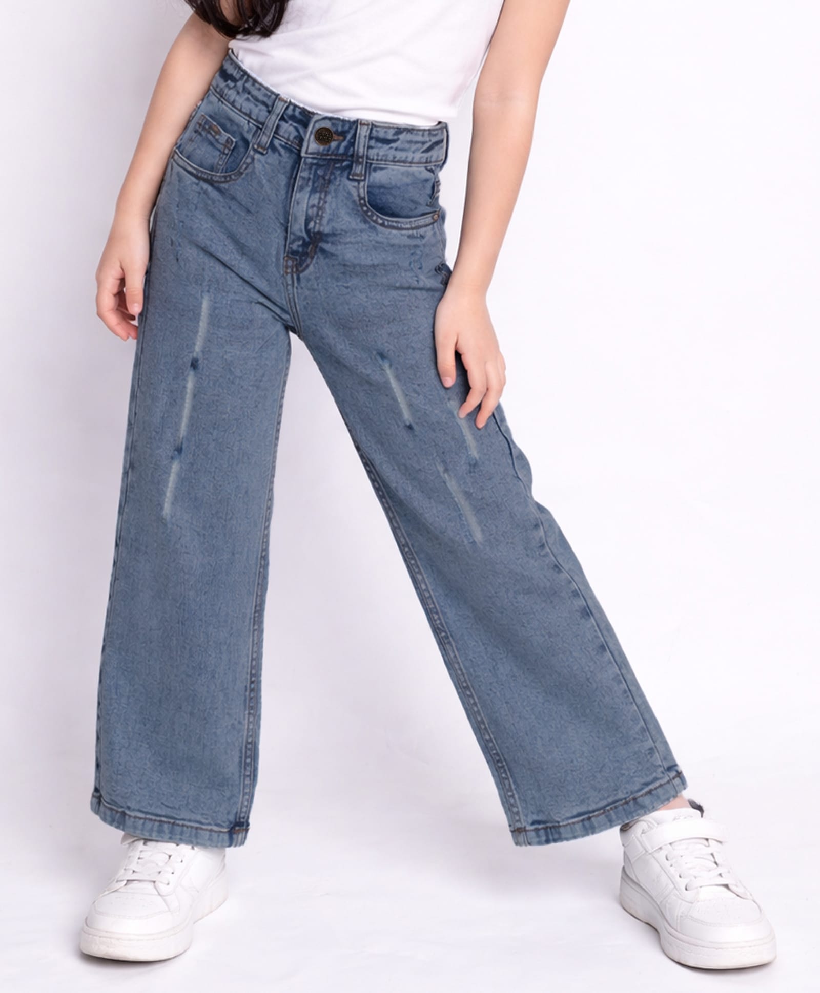 PURPLE UNITED KIDS Denim Woven Thread Work Embroidered Mild Washed Jeans - Dark Blue-picture-17