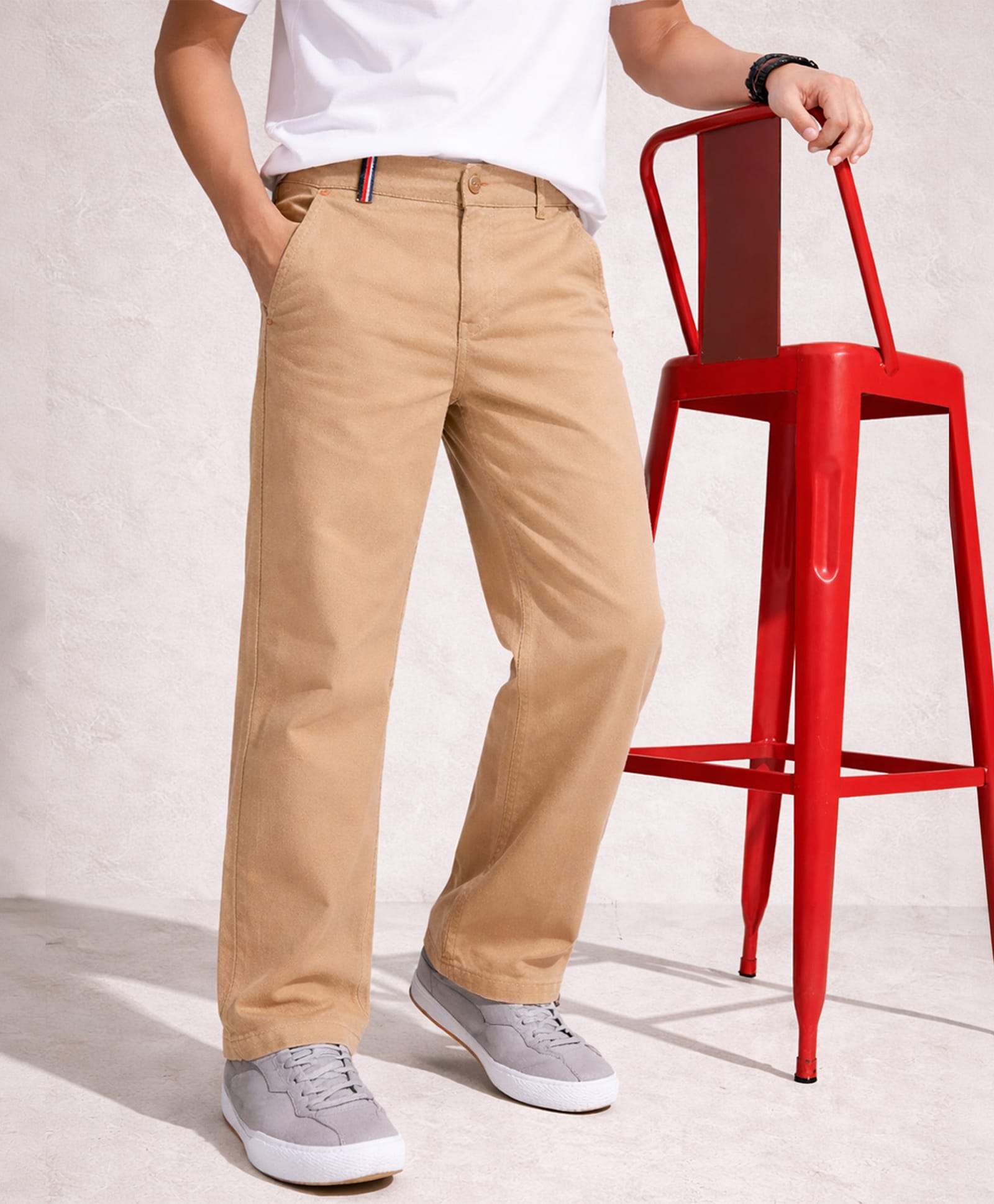 PURPLE UNITED KIDS Cotton Woven Solid Trousers - Beige-picture-12