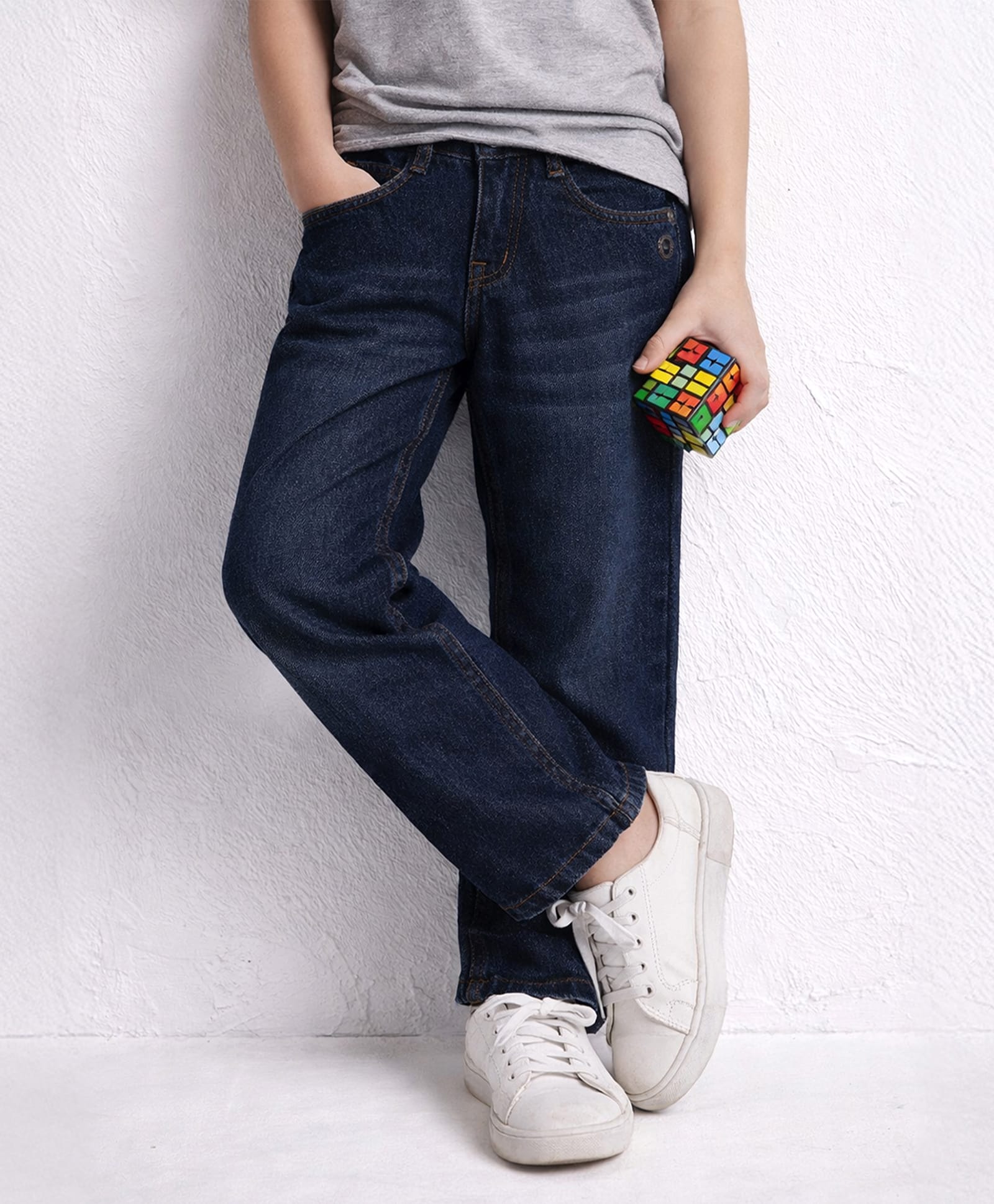 PURPLE UNITED KIDS Denim Woven Mild Washed Jeans - Dark Blue-picture-20