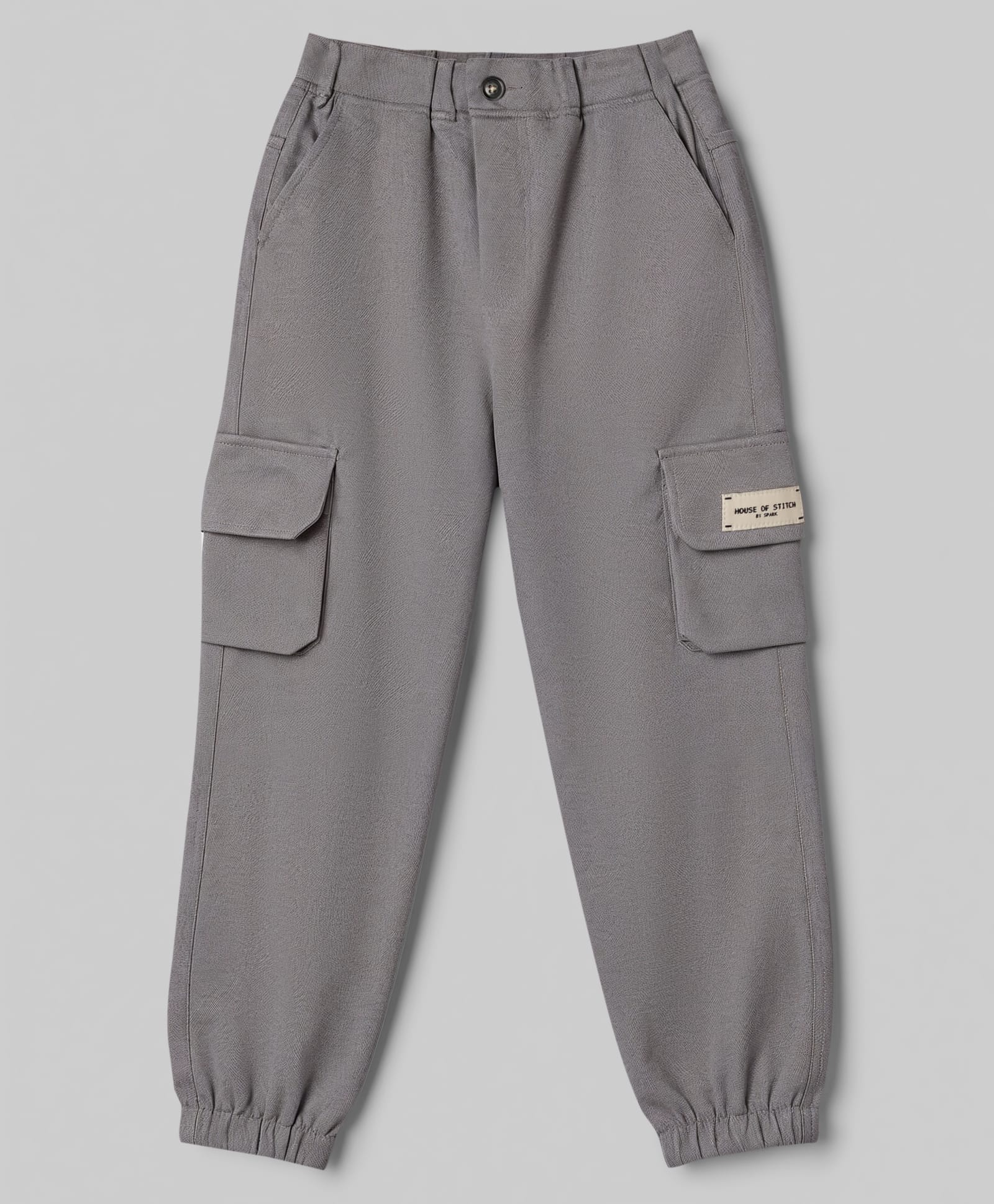 Spark Cotton Woven Full Length Solid Trouser With Cargo Pockets - Light Grey-picture-14