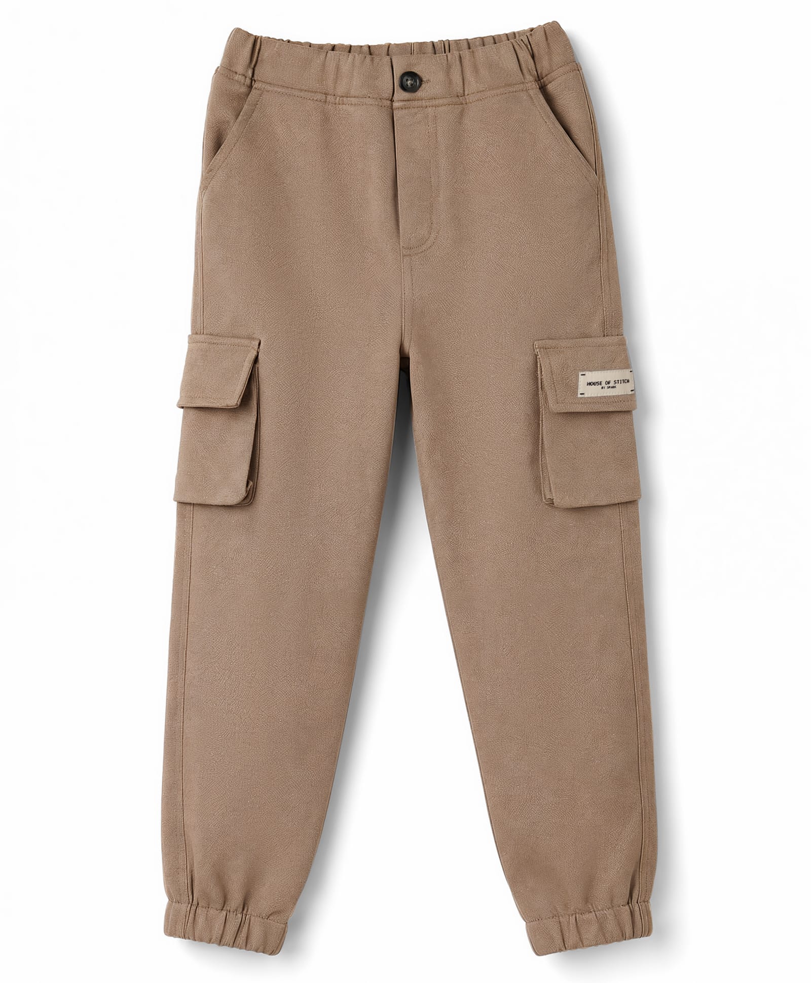Spark Cotton Woven Full Length Solid Trouser With Cargo Pockets & Patch - Khaki-picture-15
