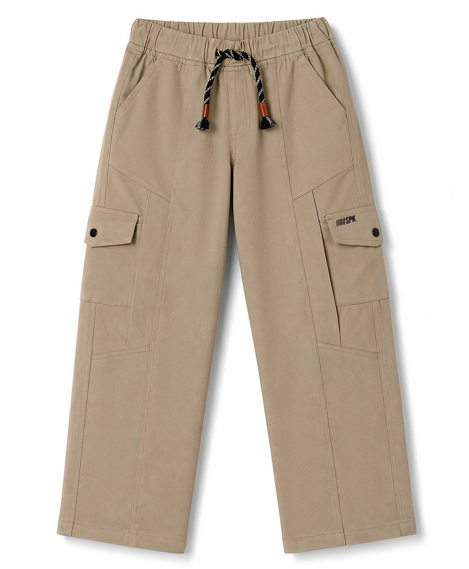 Spark 100% Cotton Woven Full Length Cut N Sew Trouser With Cargo Pockets - Khaki-picture-27