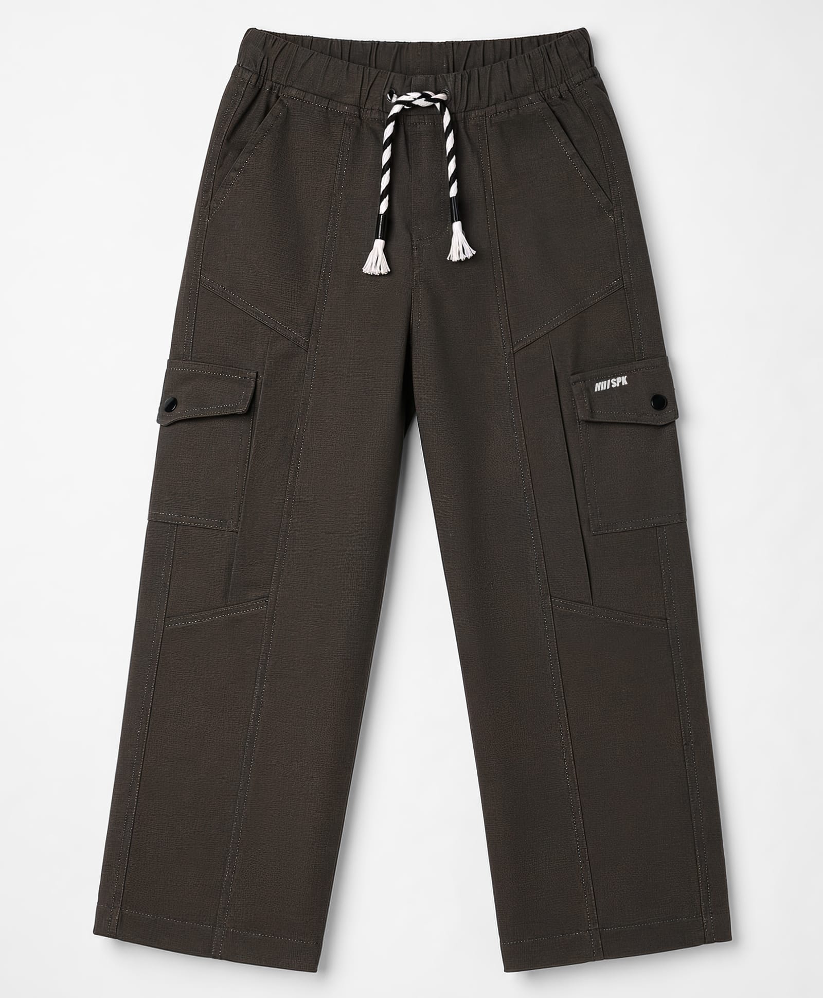 Spark 100% Cotton Woven Full Length Cut N Sew Trouser With Cargo Pockets - Grey-picture-22