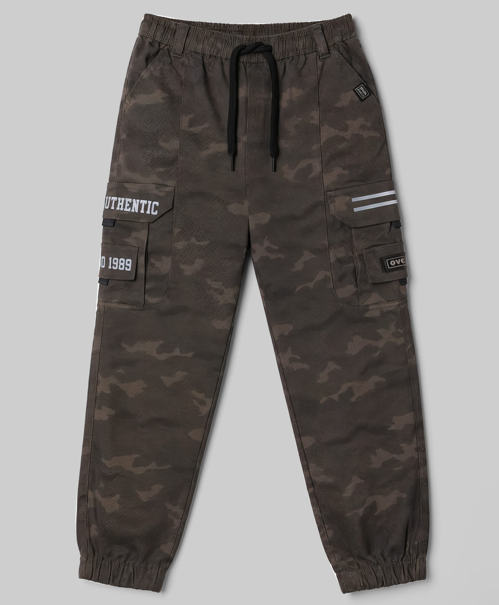 Spark 100% Cotton Woven Full Length Camouflage & Text Printed Trouser With Cargo Pocket - Grey-picture-13