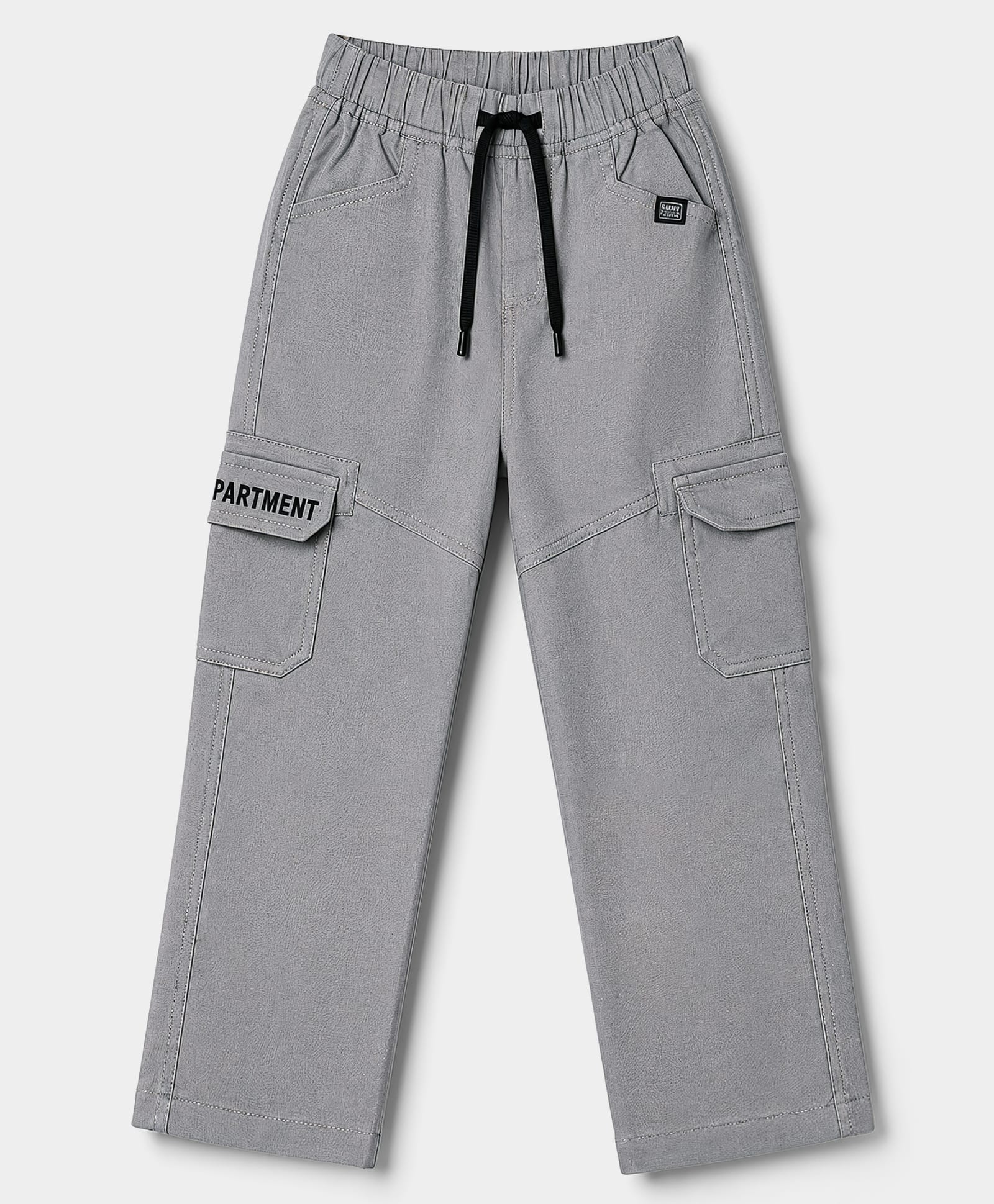 Spark Cotton Woven Full Length Cut N Sew Text Printed Trouser With Cargo Pockets - Light Grey-picture-26