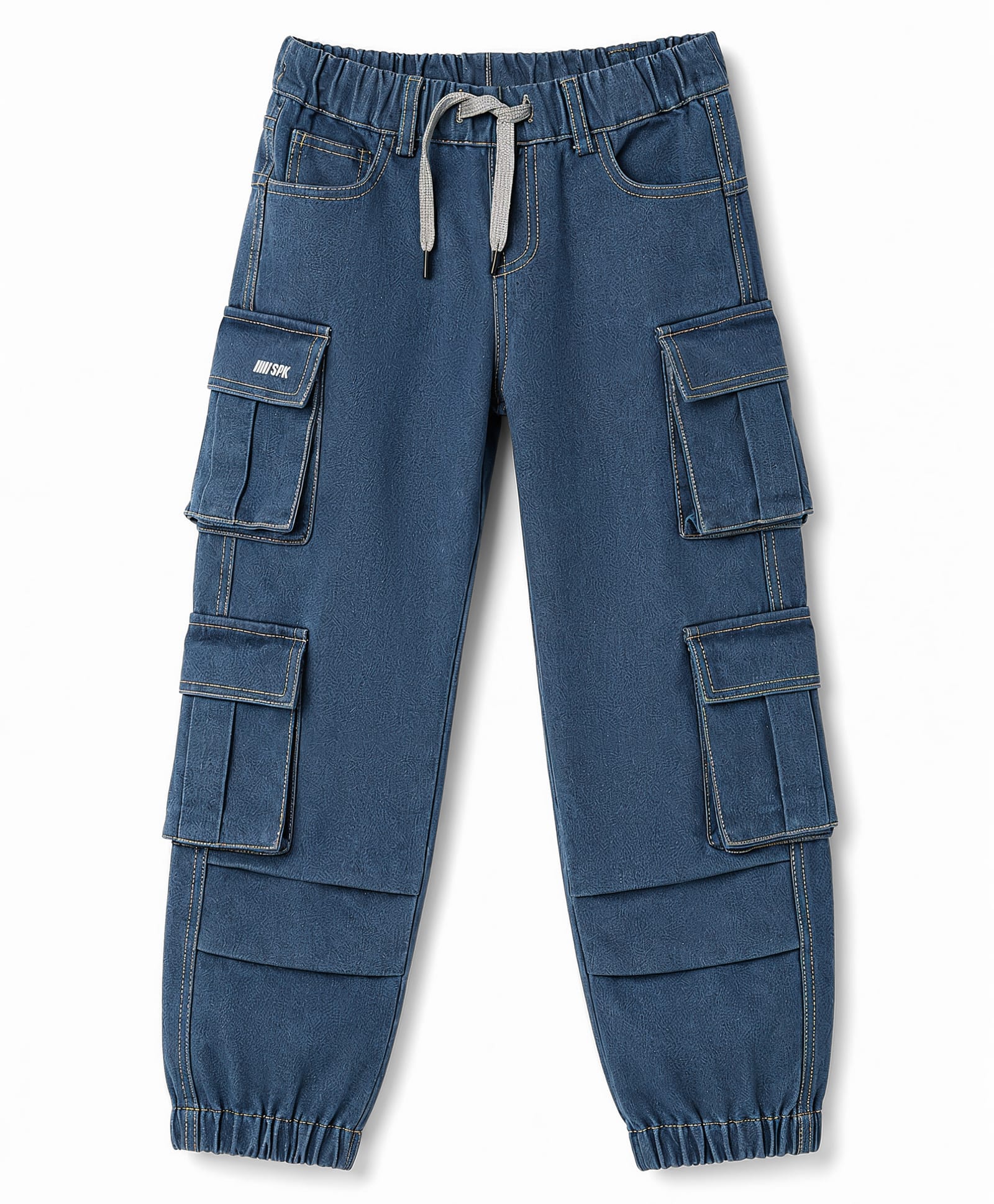Spark 100% Cotton Woven Full Length Cut N Sew Jeans With Cargo Pockets - Light Blue-picture-35