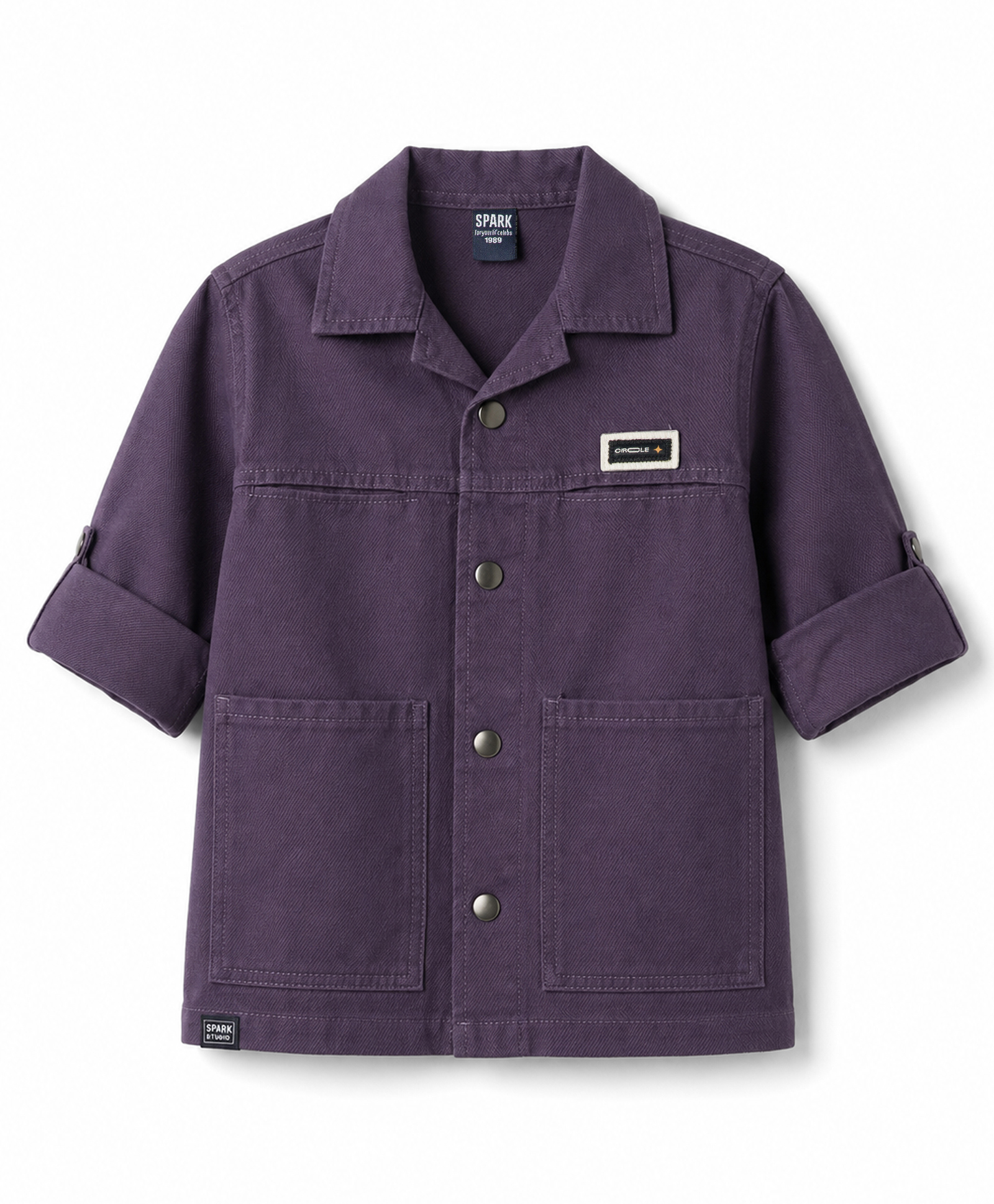 Spark Cotton Woven Full Sleeves Solid Colour SweatJacket - Purple-picture-19