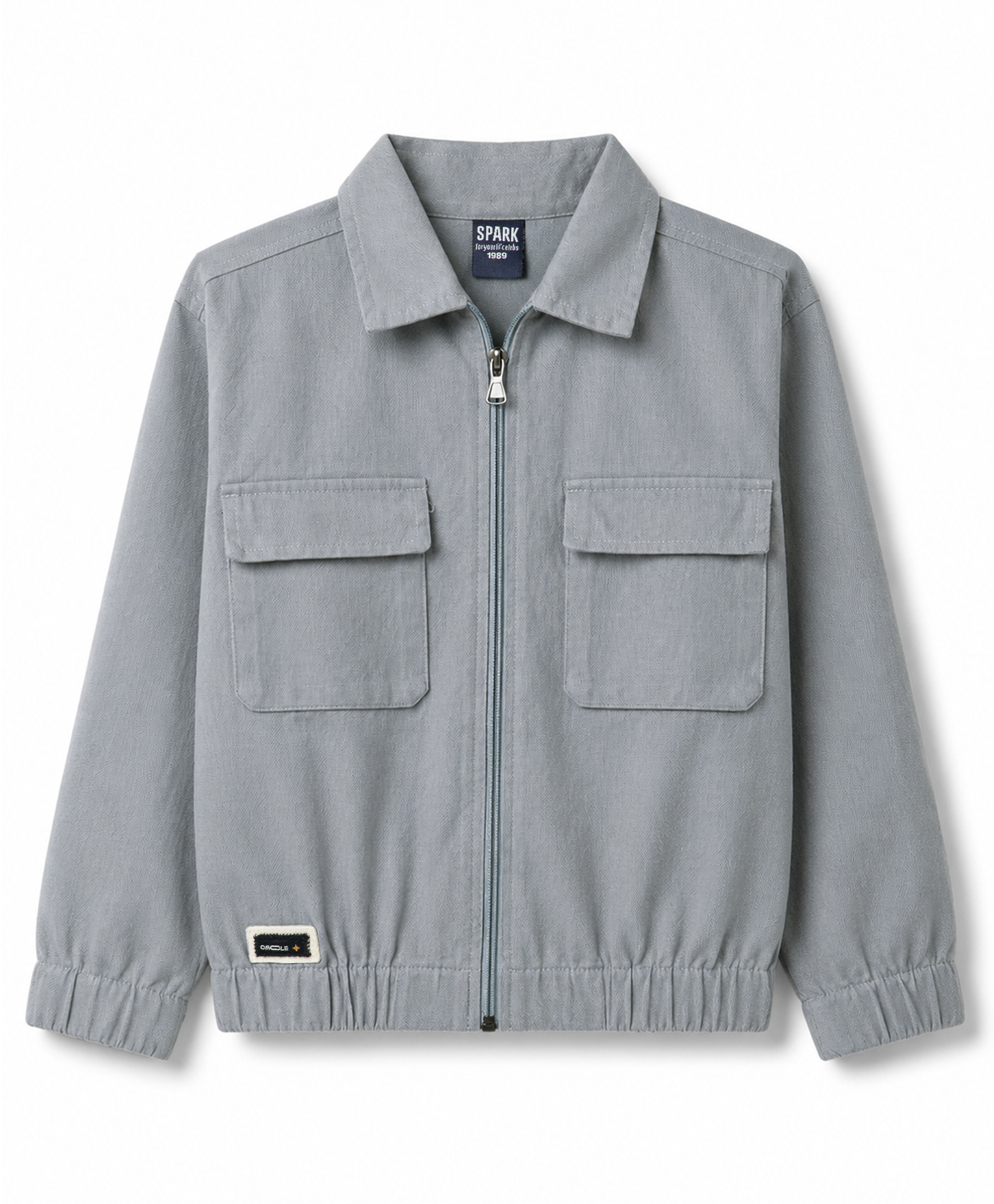 Spark Cotton Woven Full Sleeves Solid Colour Jacket with Pockets - Light Grey-picture-11