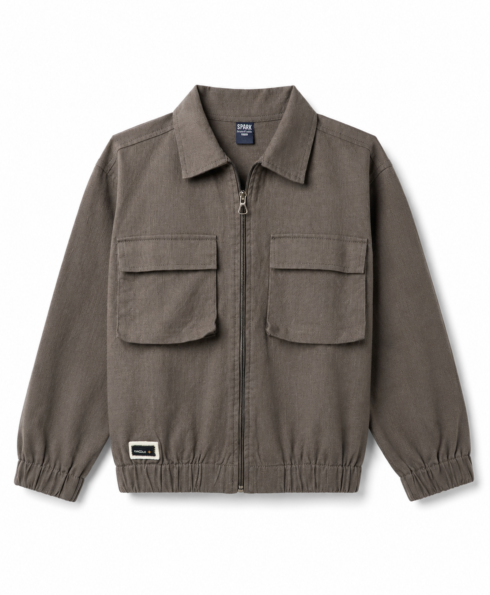 Spark Cotton Woven Full Sleeves Solid Colour Jacket with Pockets - Charcoal Grey-picture-13