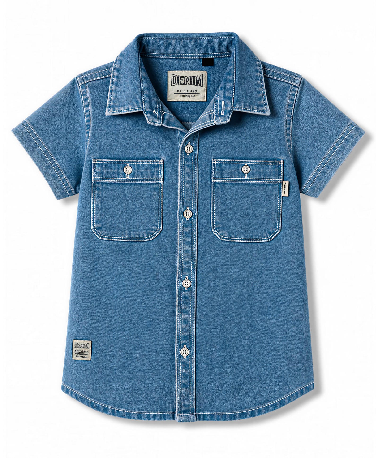 Ruff Cotton Woven Shirt Half Sleeves Blue 5-6 Years-image-42