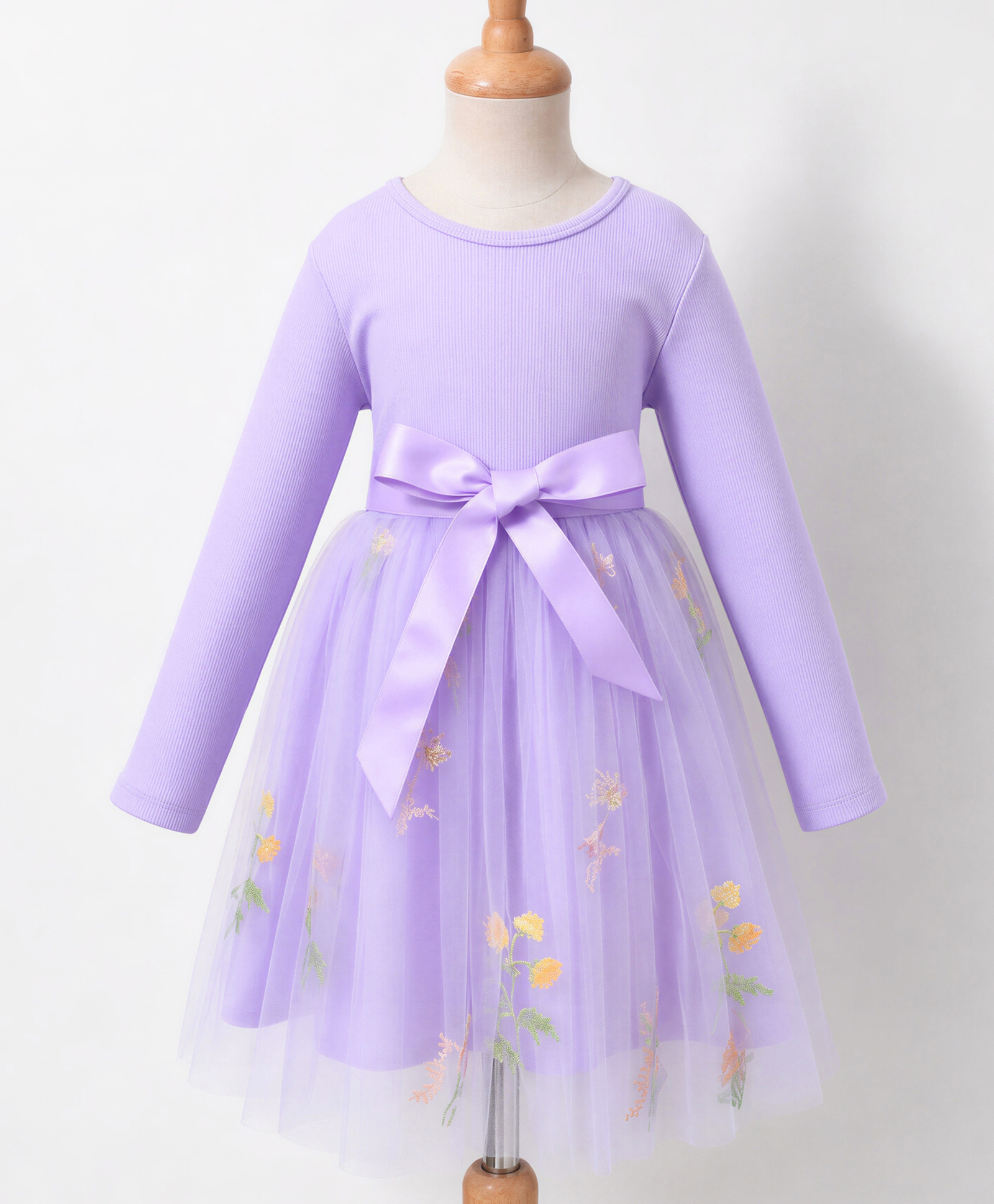 Mark & Mia Woven Full Sleeves Party Dress With Floral Print - Lavender-picture-39