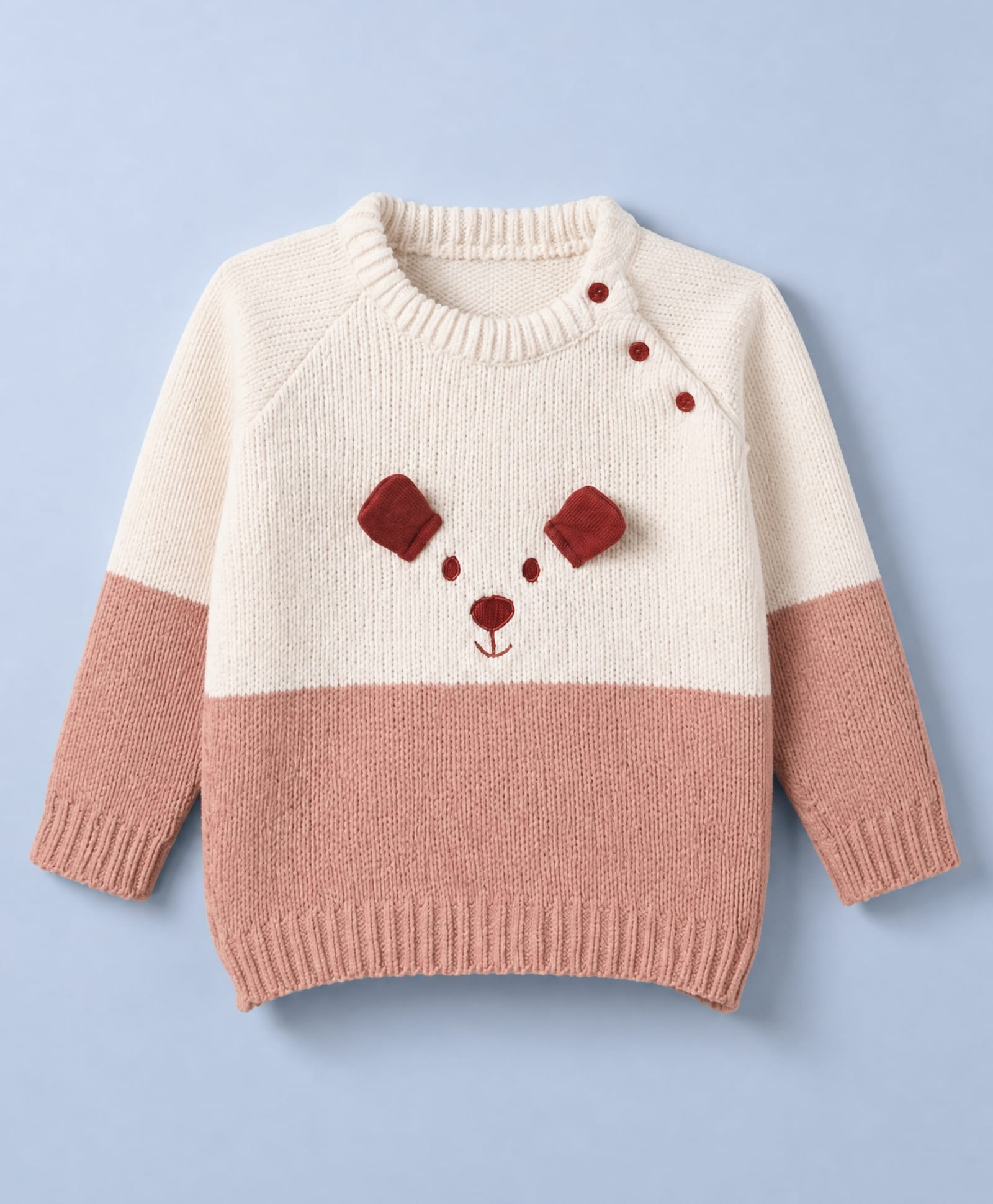 Babyoye Chenille Yarn Knit Full Sleeves Pullover with Puppy Embroidery - Off White-picture-7