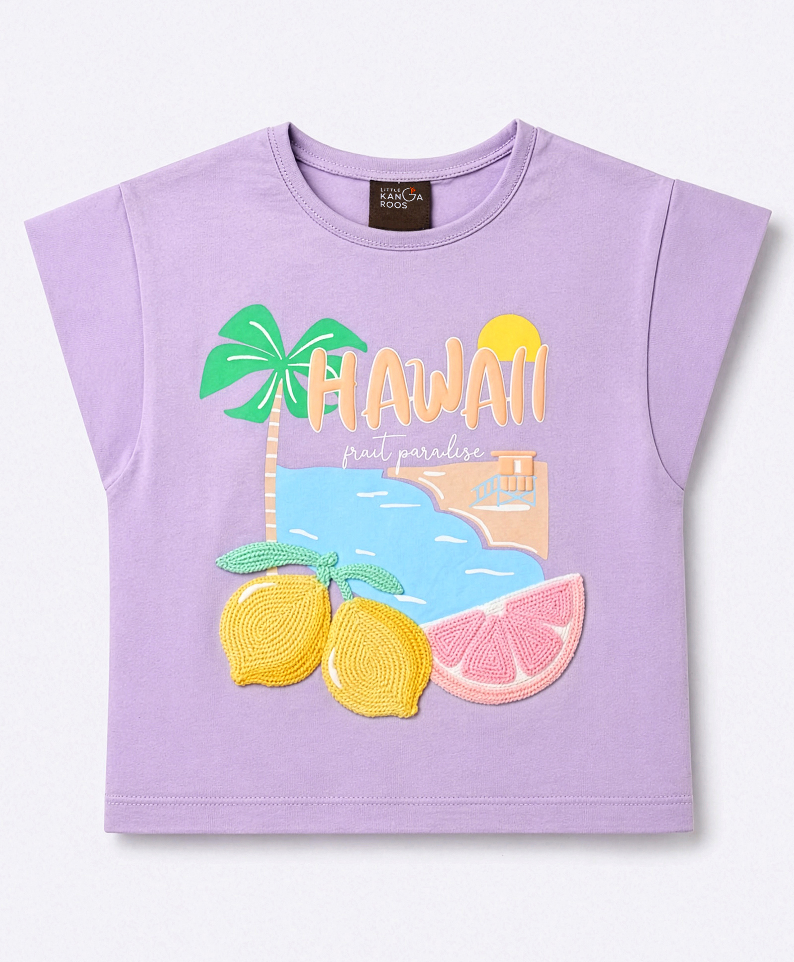 Little Kangaroos Cotton Woven Half Sleeves Polo T-Shirt with Tree Embroidery - Purple-picture-20