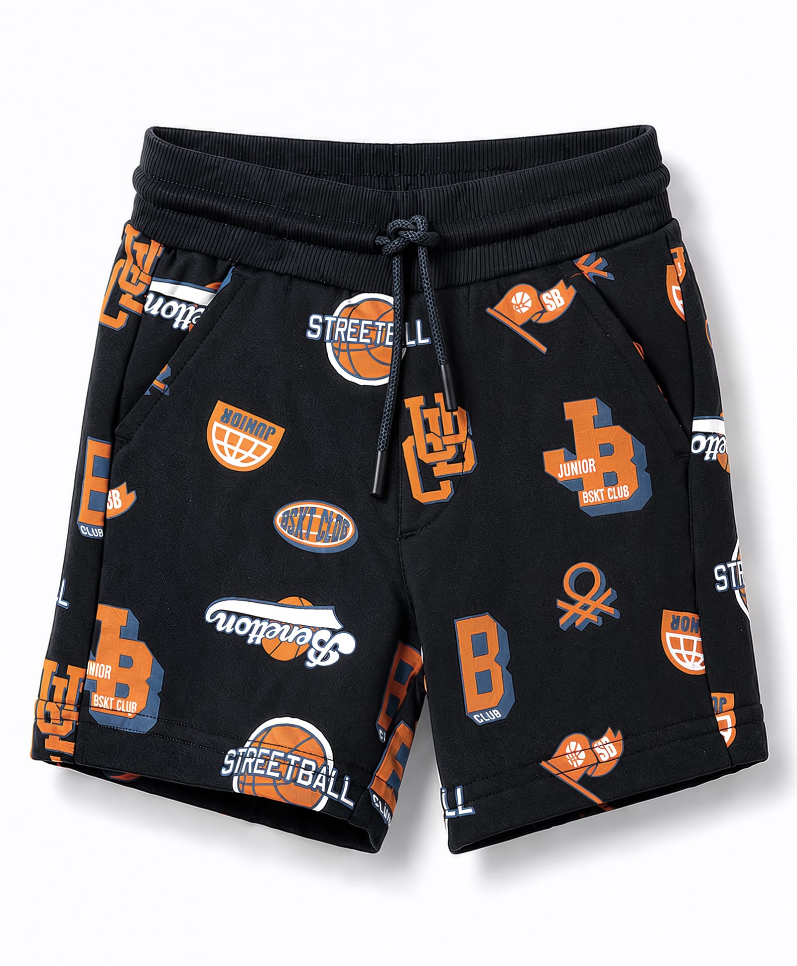 UCB Cotton Knit Knee Length Basketball Theme Printed Shorts - Navy Blue-picture-22