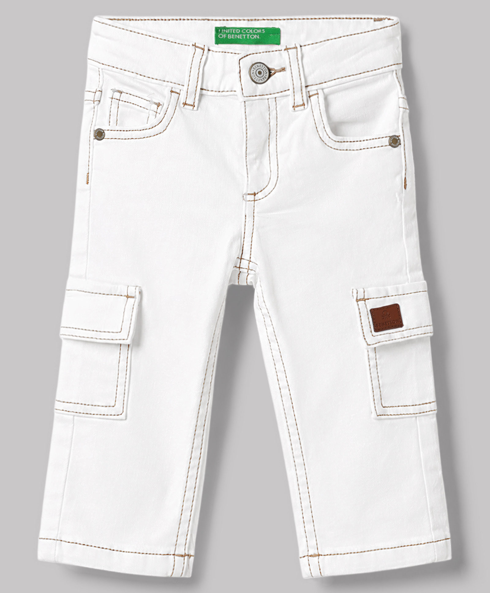 UCB Woven Full Length Contrast Straight Cargo Denim Jeans With Patch - OffWhite-picture-22