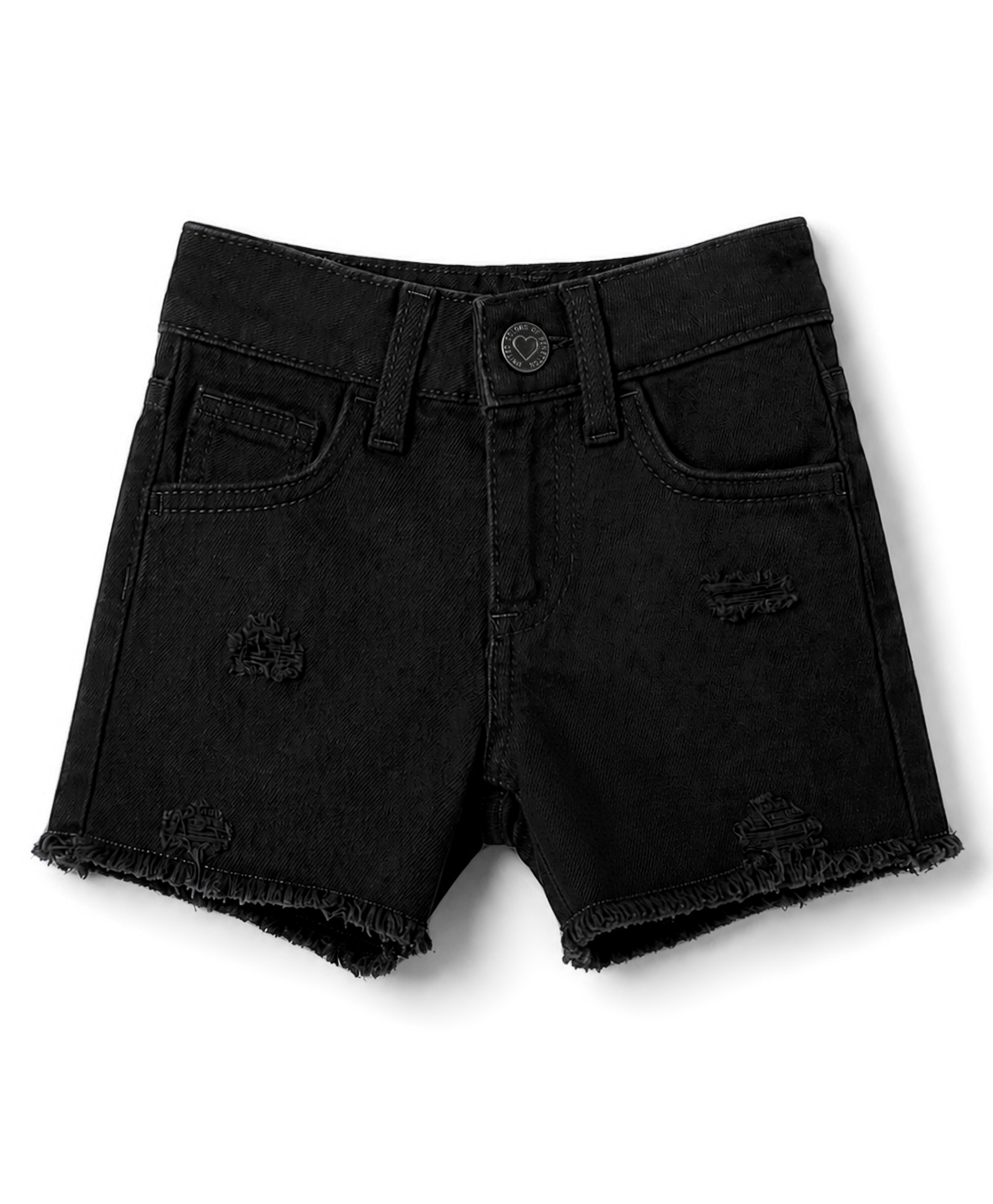 UCB Cotton Woven Knee Length Distressed Shorts - Black-picture-18