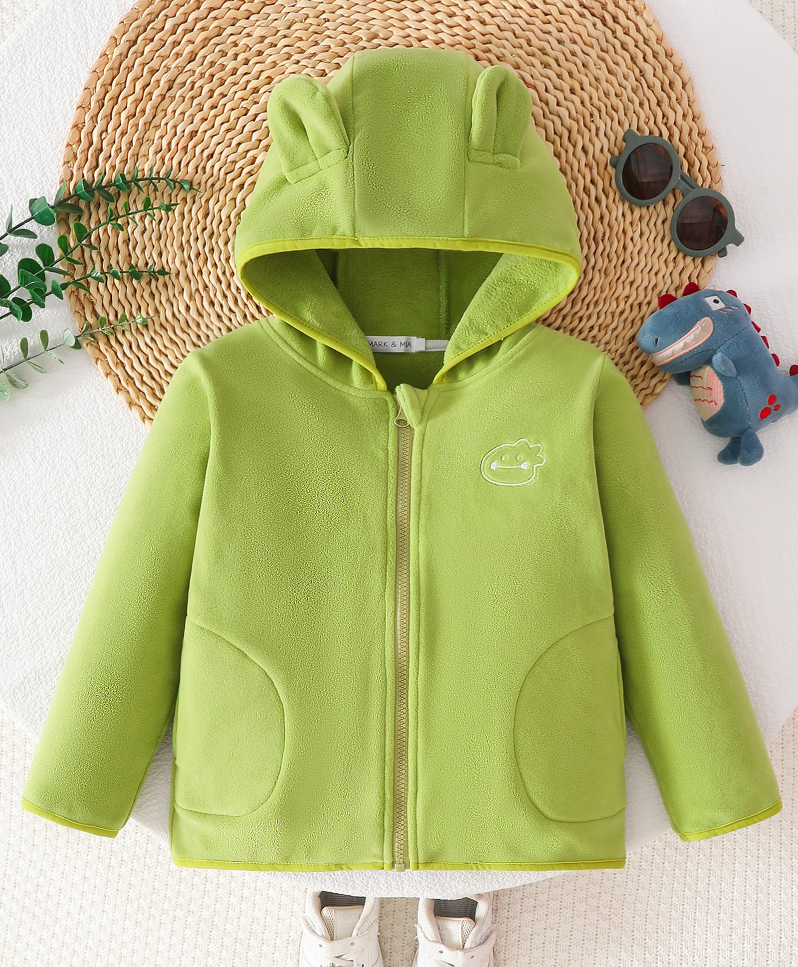 Mark & Mia Full Sleeves Hoodie With Embroidery - Light Green-image-19