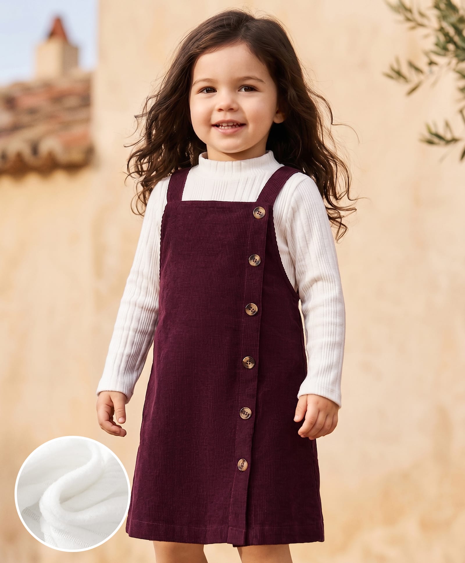 Mark & Mia Full Sleeves Solid Color Winter Frock with Inner Tee - Maroon-picture-25