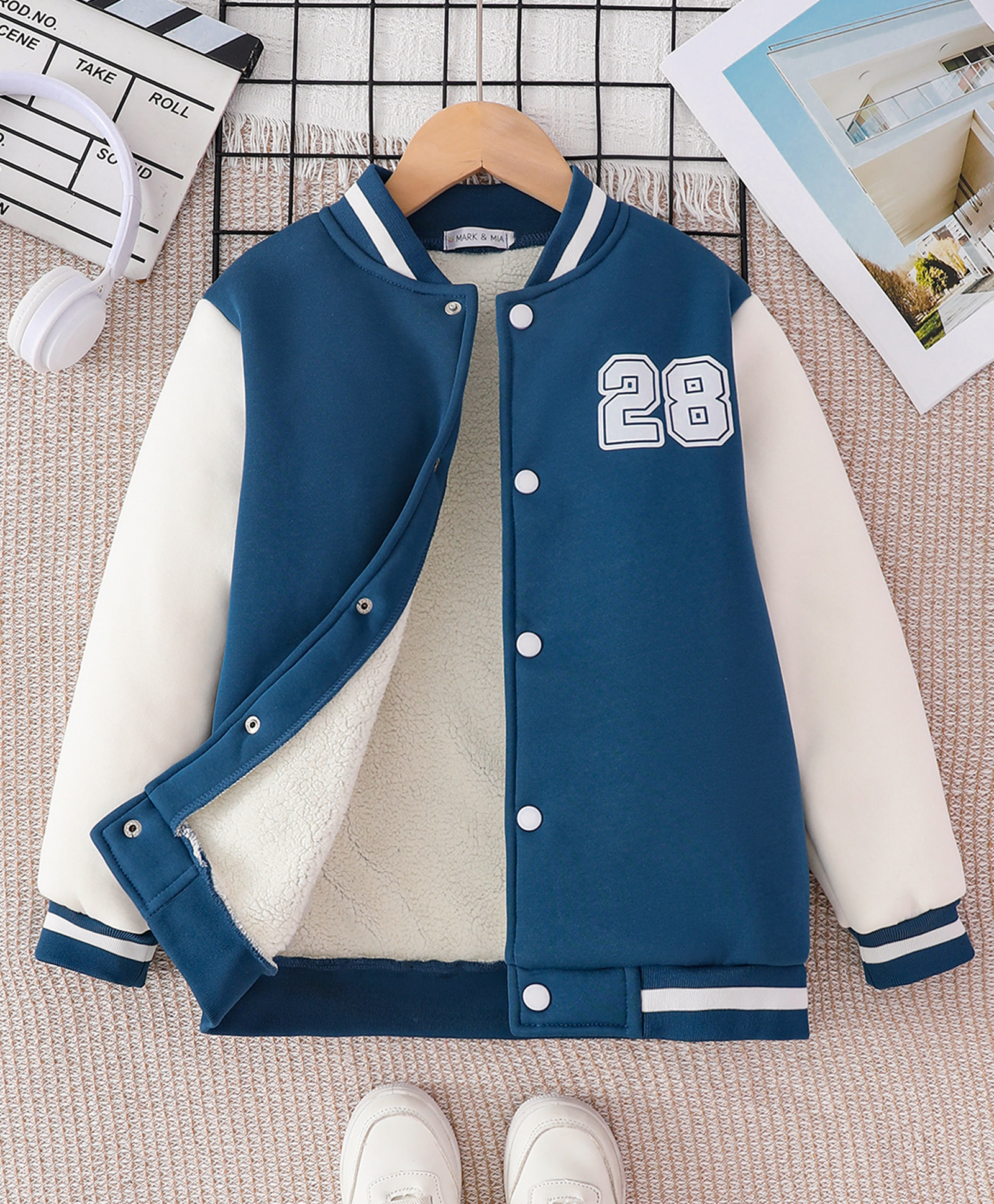Mark & Mia Full Sleeves Bomber Jackets with 28 Print -Blue-picture-20