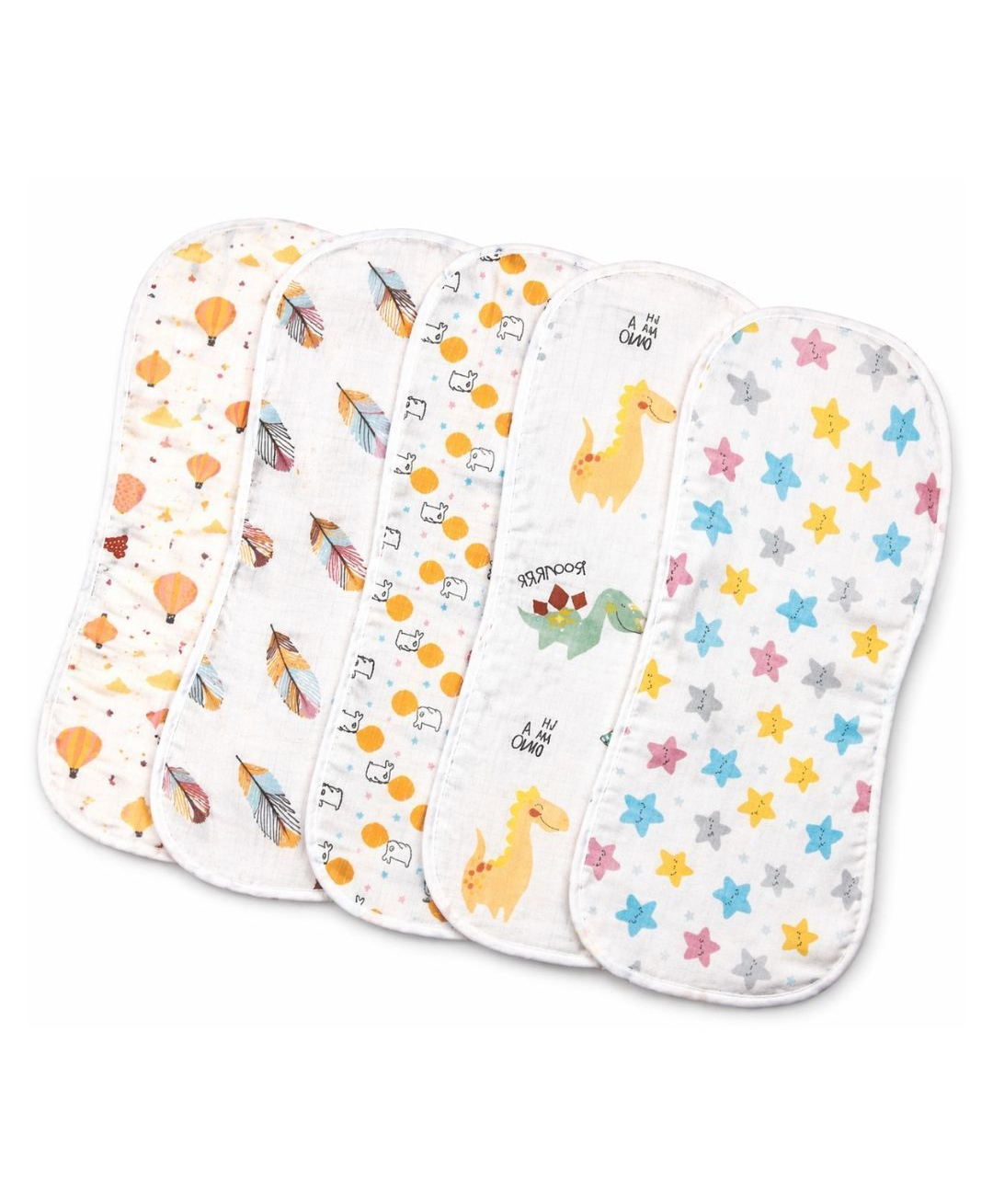 ZIKKU Cozy Cotton Baby Burp Cloths Pack of 5 Dino Print, 100% Cotton Muslin Soft & Absorbent Burp Cloth Set for Newborn Baby Boys & Girls-image-10