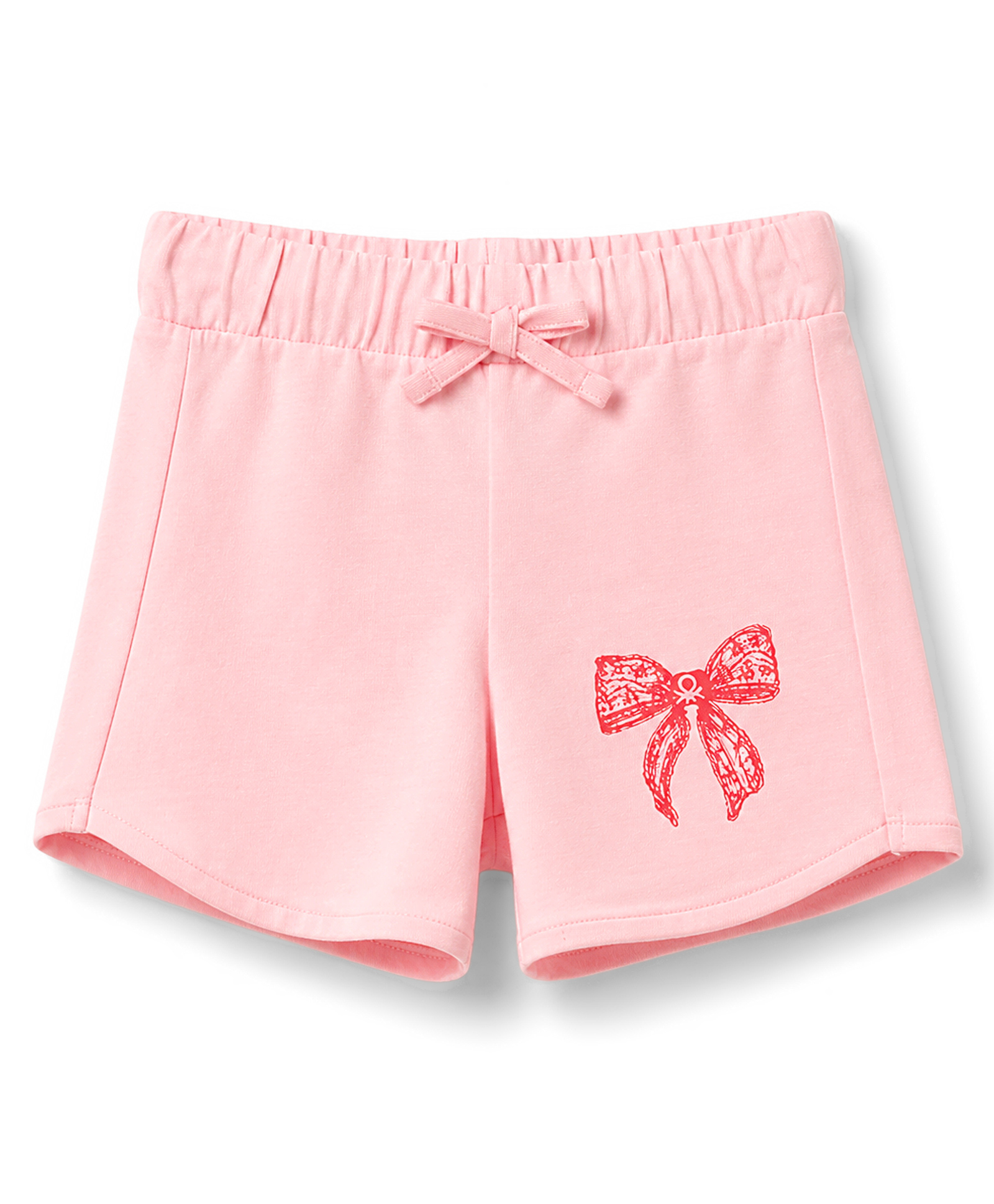 UCB Cotton Elastane Knit Knee Length Shorts With Bow Print - Light Pink-picture-23