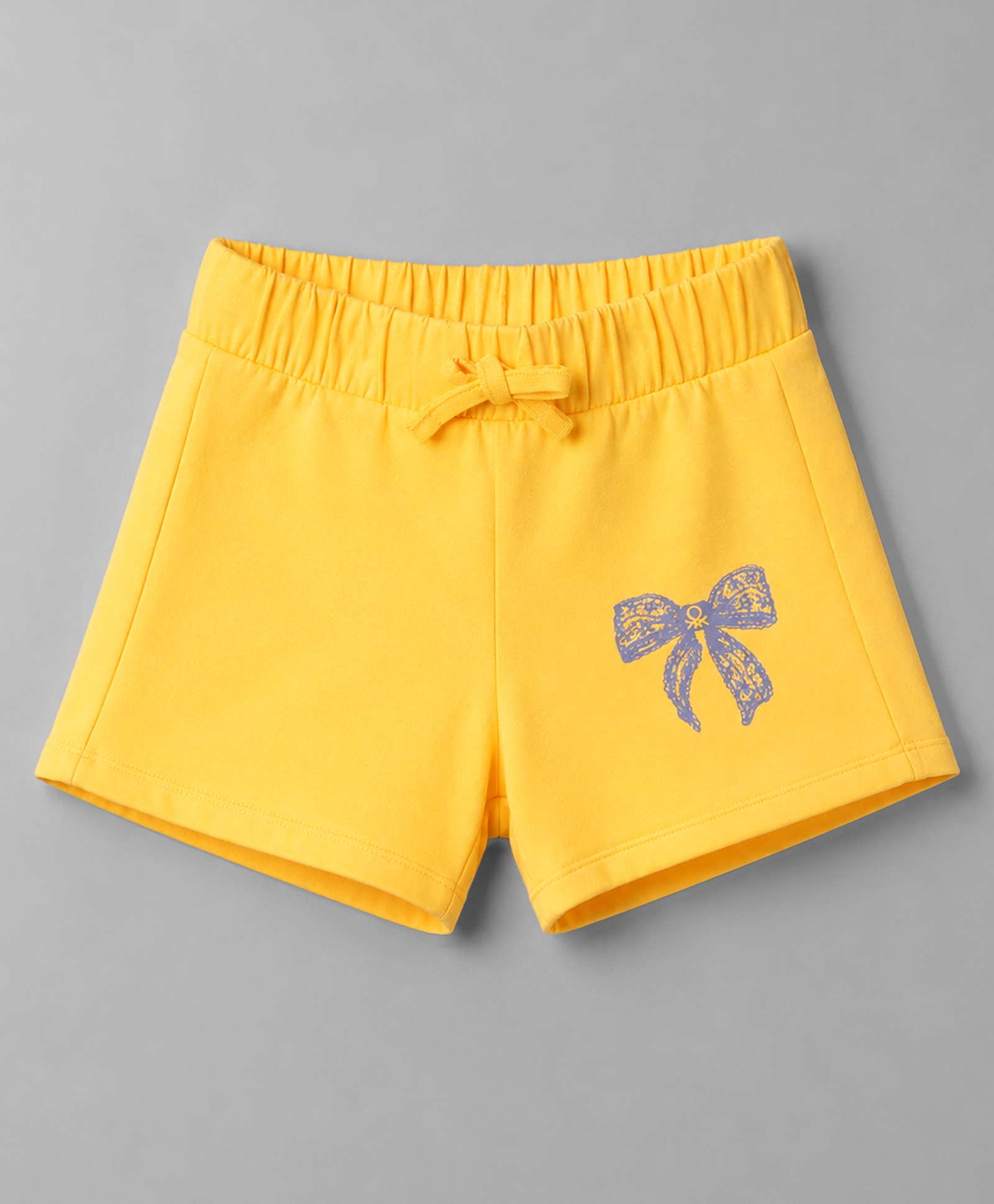 UCB Cotton Elastane Knit Knee Length Shorts With Bow Print - Yellow-picture-13