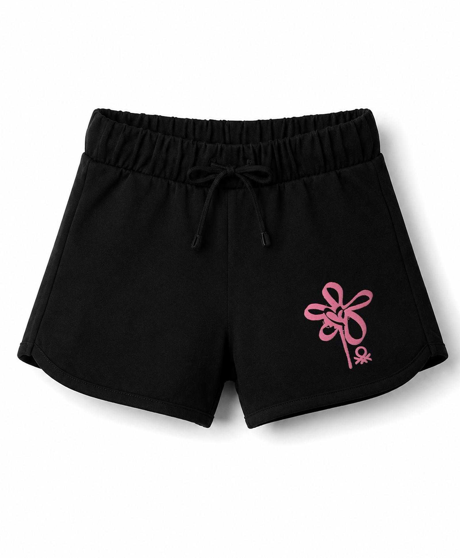 UCB Cotton Elastane Knit Knee Length Flower Printed Shorts - Black-picture-3