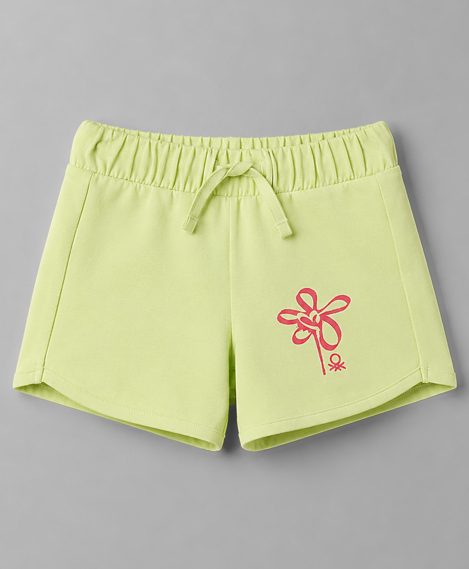 UCB Cotton Elastane Knit Knee Length Flower Printed Shorts - Light Green-picture-0