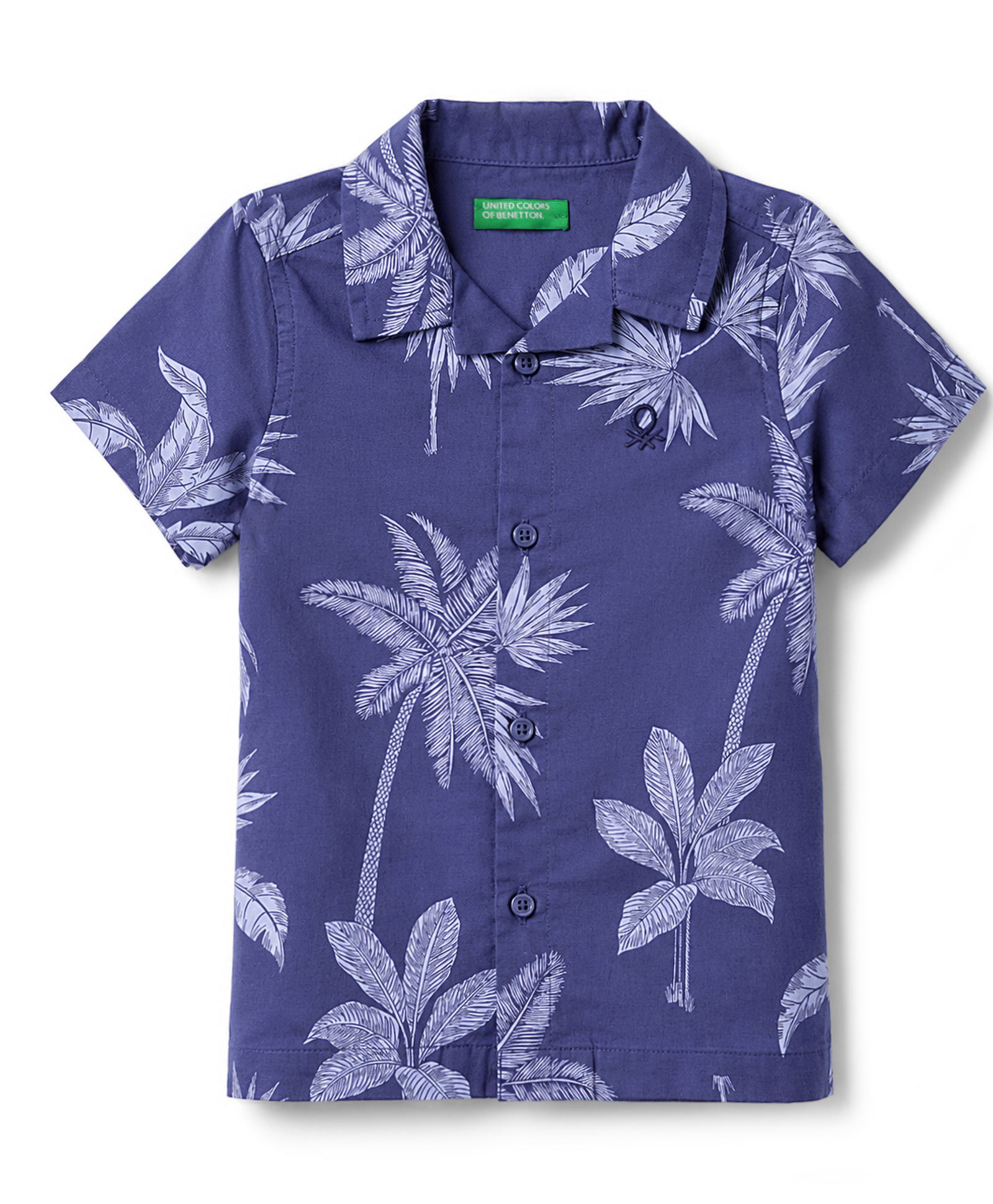UCB Cotton Woven Shirt Half Sleeve Resort Collar Palm Print Blue 3-4 Years-picture-37