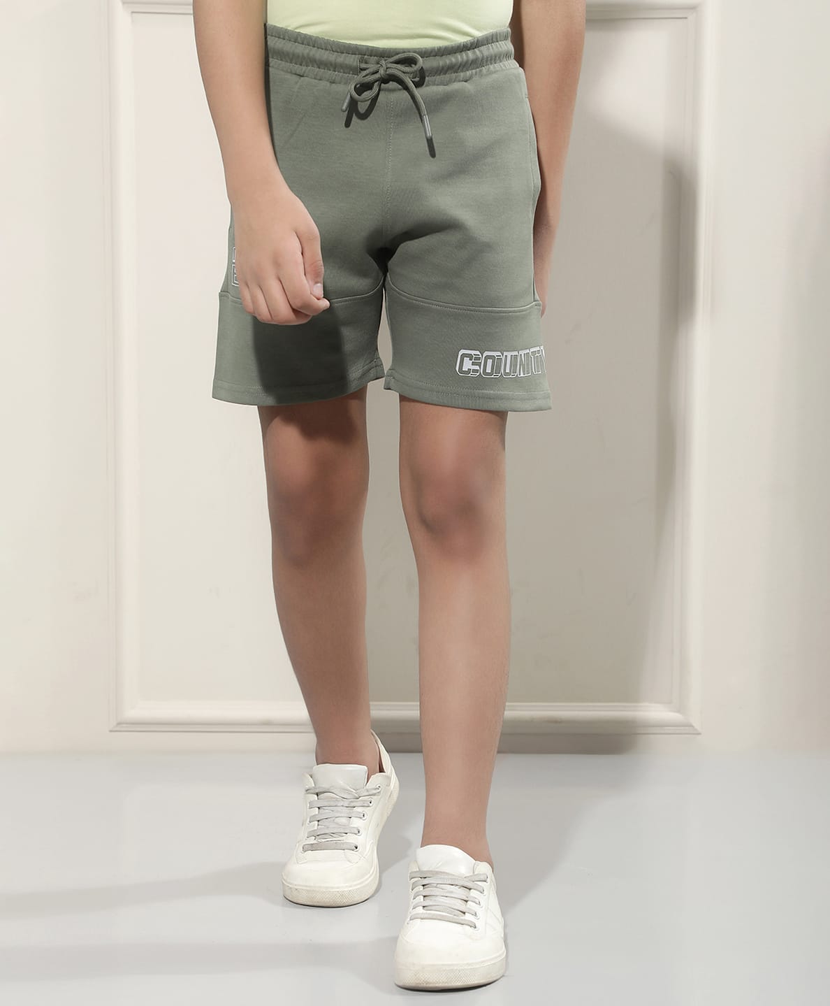 CRIMSOUNE CLUB Cotton Woven Brand Name Printed Shorts - Green-picture-25